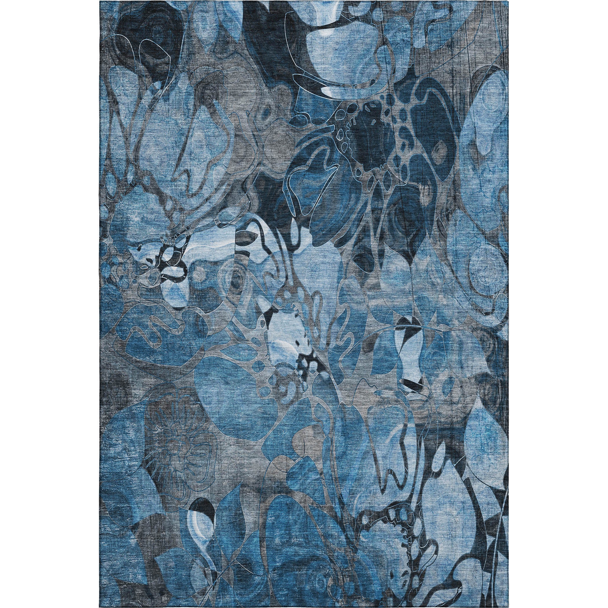 Queenstown Machine Washable Transitional Blue Rug 2'6" x 3'10" #shape_Rectangle