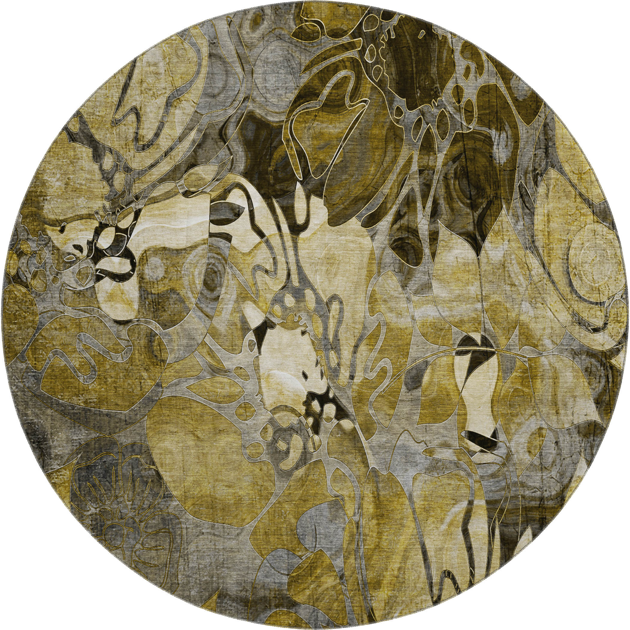 Queenstown Machine Washable Transitional Brown Rug 8' x 8' #shape_Round