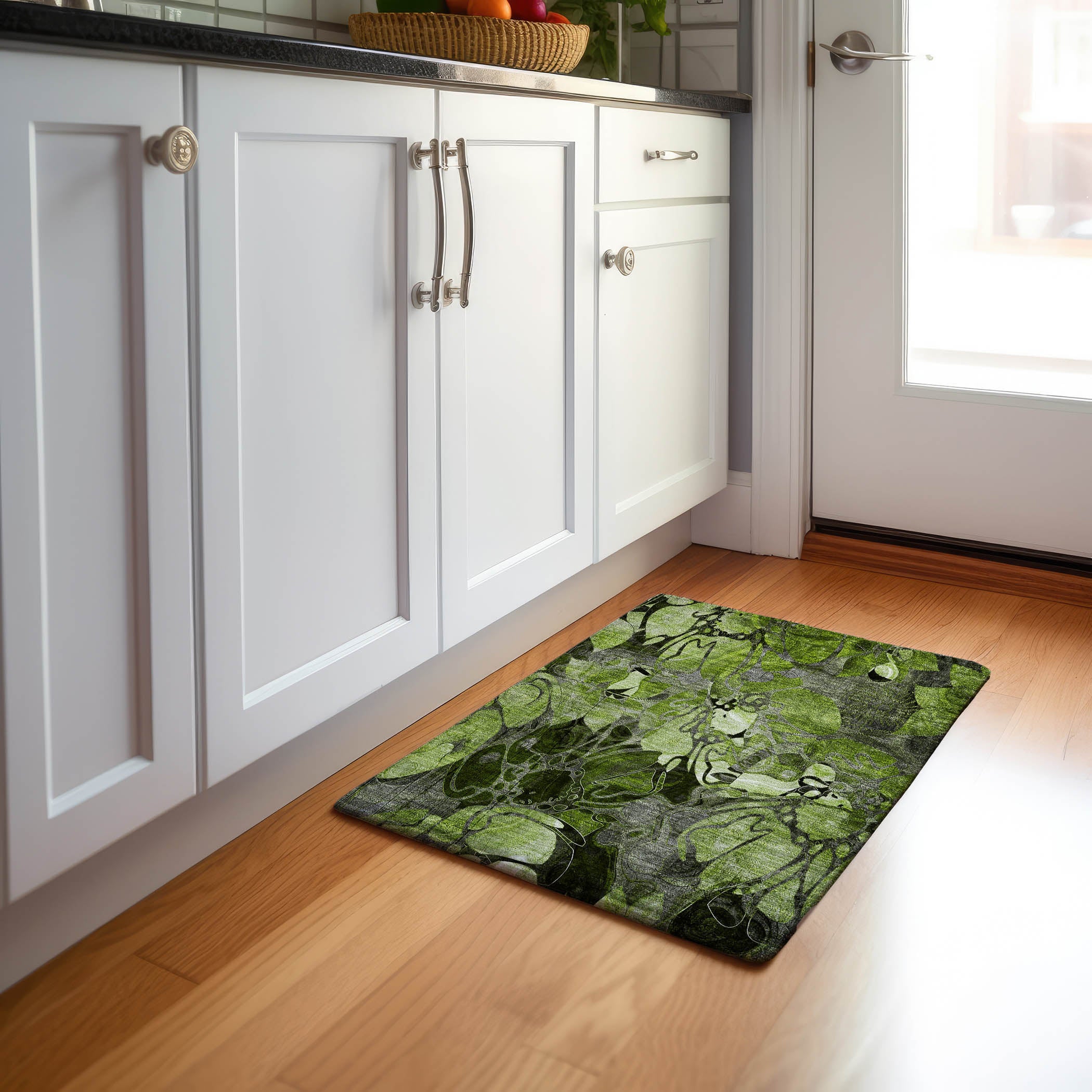 Queenstown Machine Washable Transitional Fern Green Rug 1'8" x 2'6" #shape_Rectangle