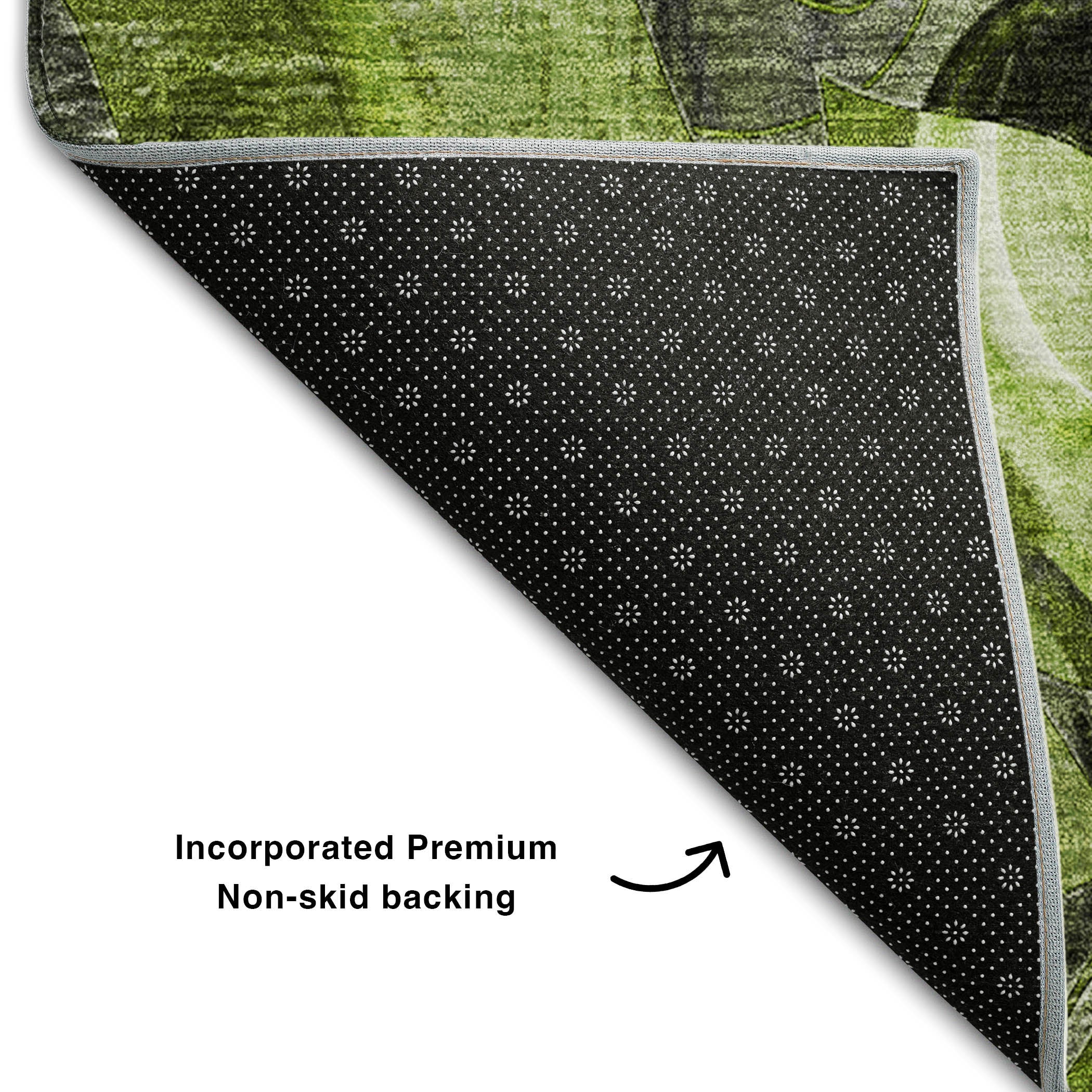 Queenstown Machine Washable Transitional Fern Green Rug 1'8" x 2'6" #shape_Rectangle