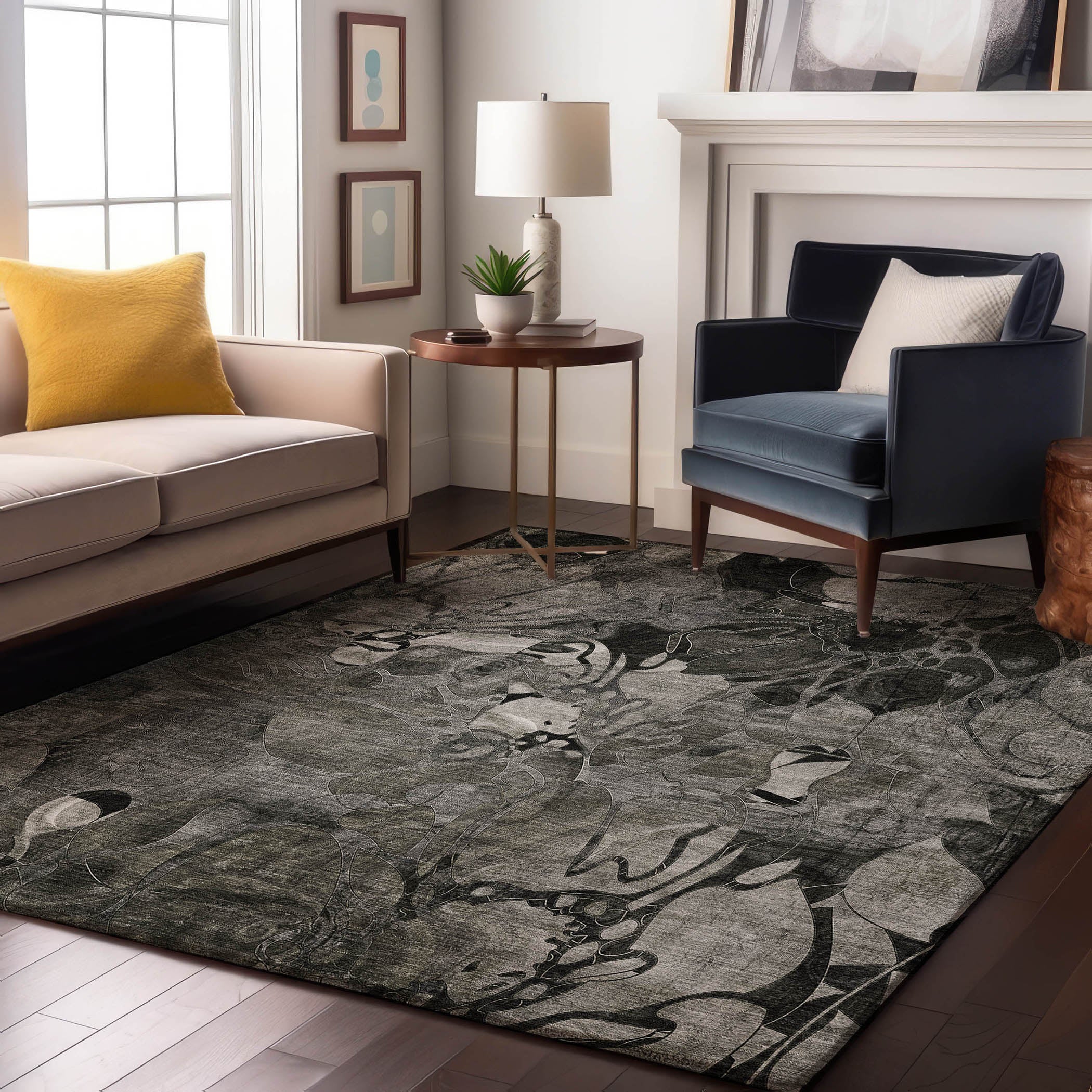 Queenstown Machine Washable Transitional Gray Rug 2'6" x 3'10" #shape_Rectangle