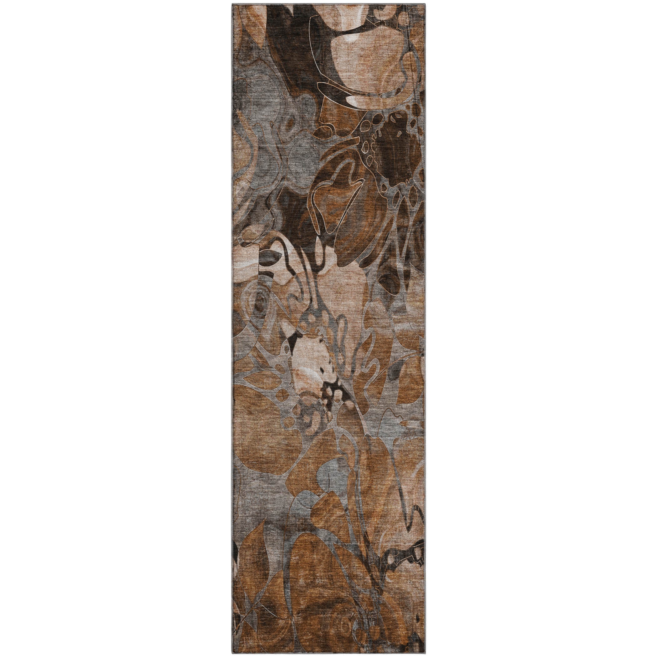 Queenstown Machine Washable Transitional Paprika Orange Rug 2'3" x 7'6" #shape_Runner