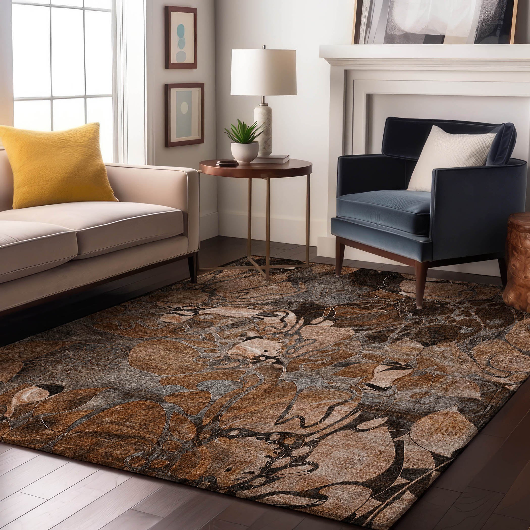 Queenstown Machine Washable Transitional Paprika Orange Rug 2'6" x 3'10" #shape_Rectangle