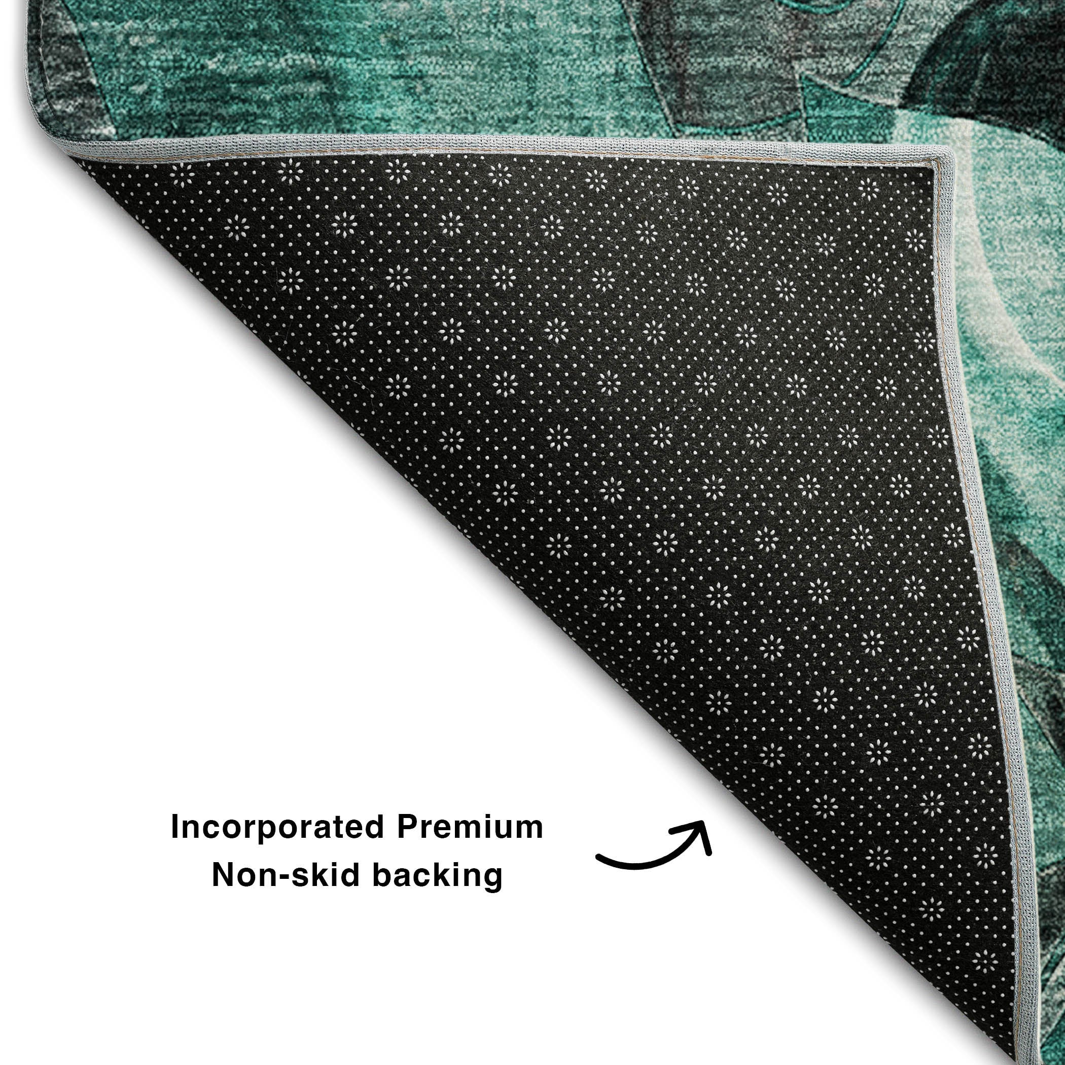 Queenstown Machine Washable Transitional Teal Rug 1'8" x 2'6" #shape_Rectangle