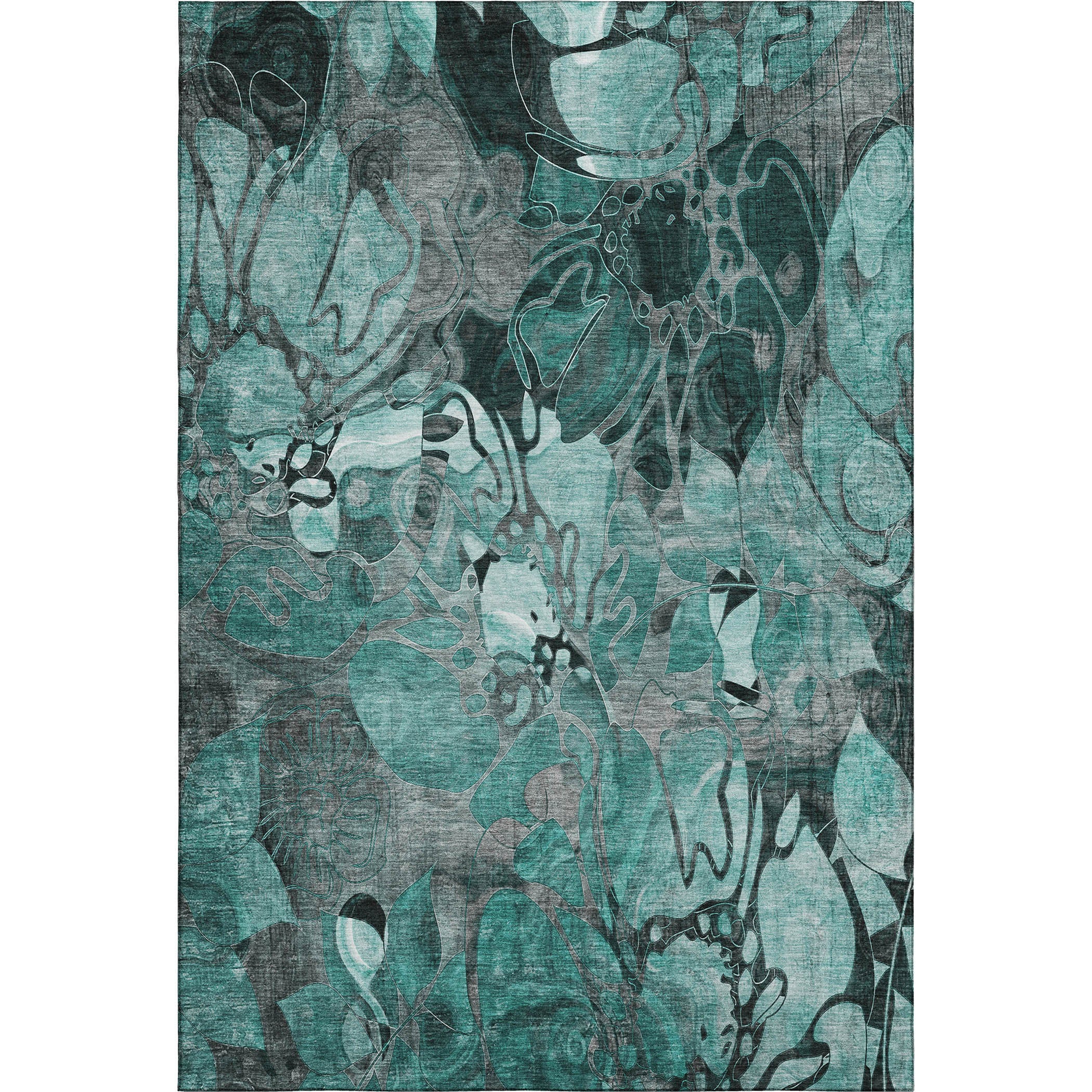Queenstown Machine Washable Transitional Teal Rug 2'6" x 3'10" #shape_Rectangle