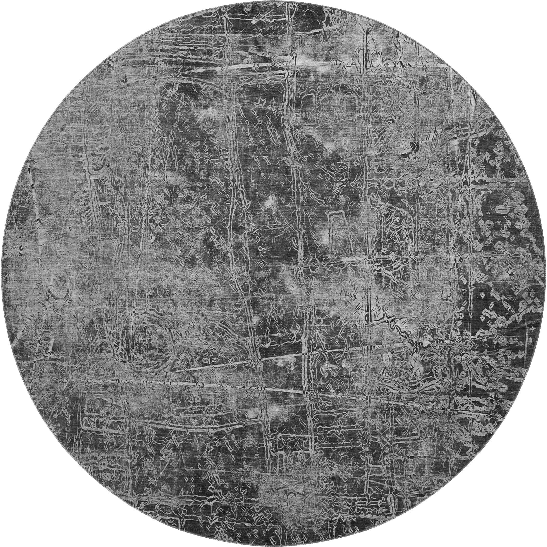 Bergen Machine Washable Transitional Gray Rug 8' x 8' #shape_Round
