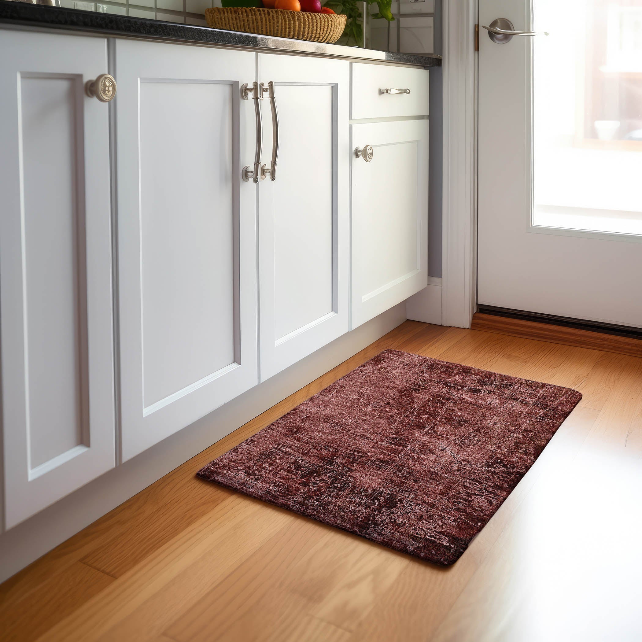 Bergen Machine Washable Transitional Merlot Red Rug 1'8" x 2'6" #shape_Rectangle