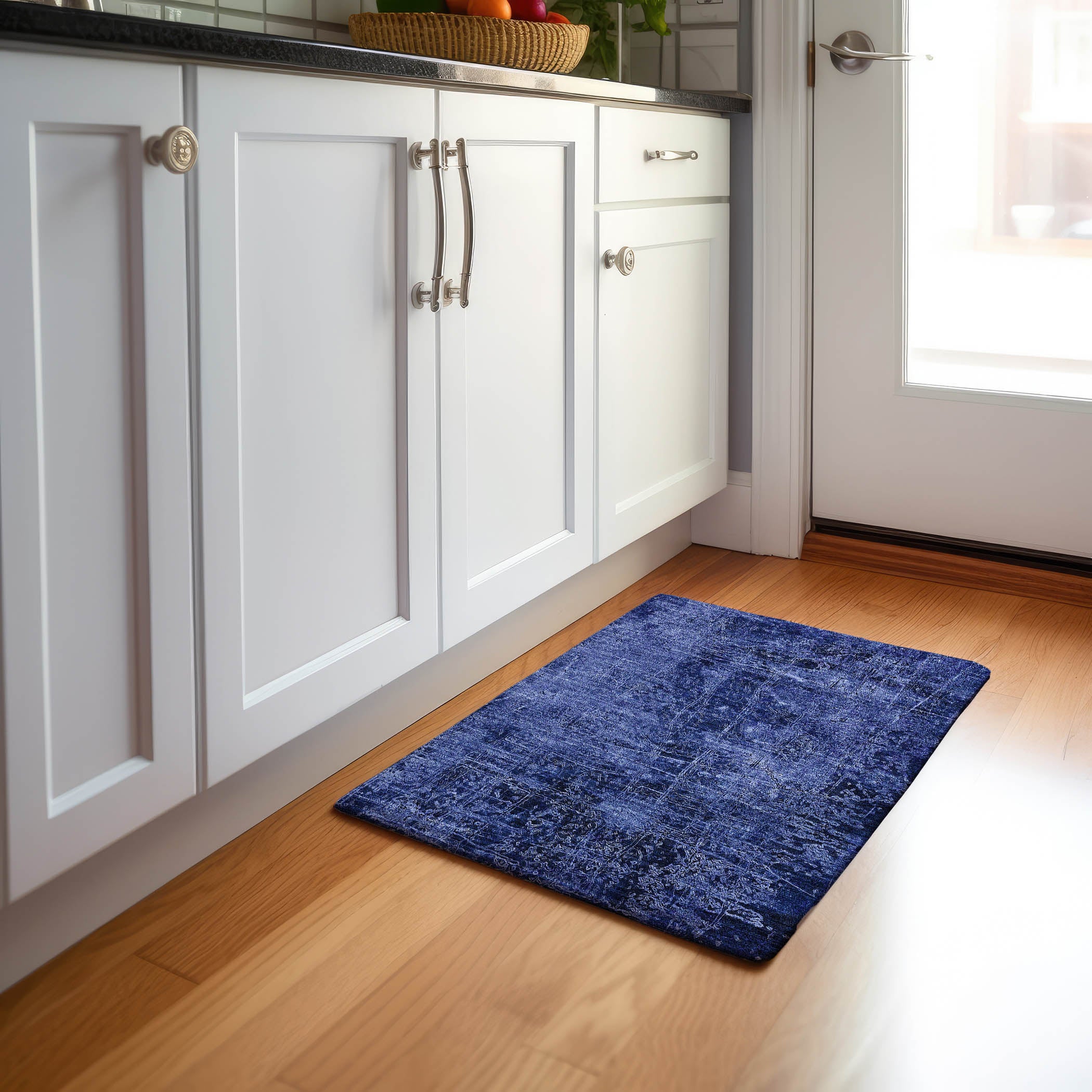 Bergen Machine Washable Transitional Navy Blue Rug 1'8" x 2'6" #shape_Rectangle