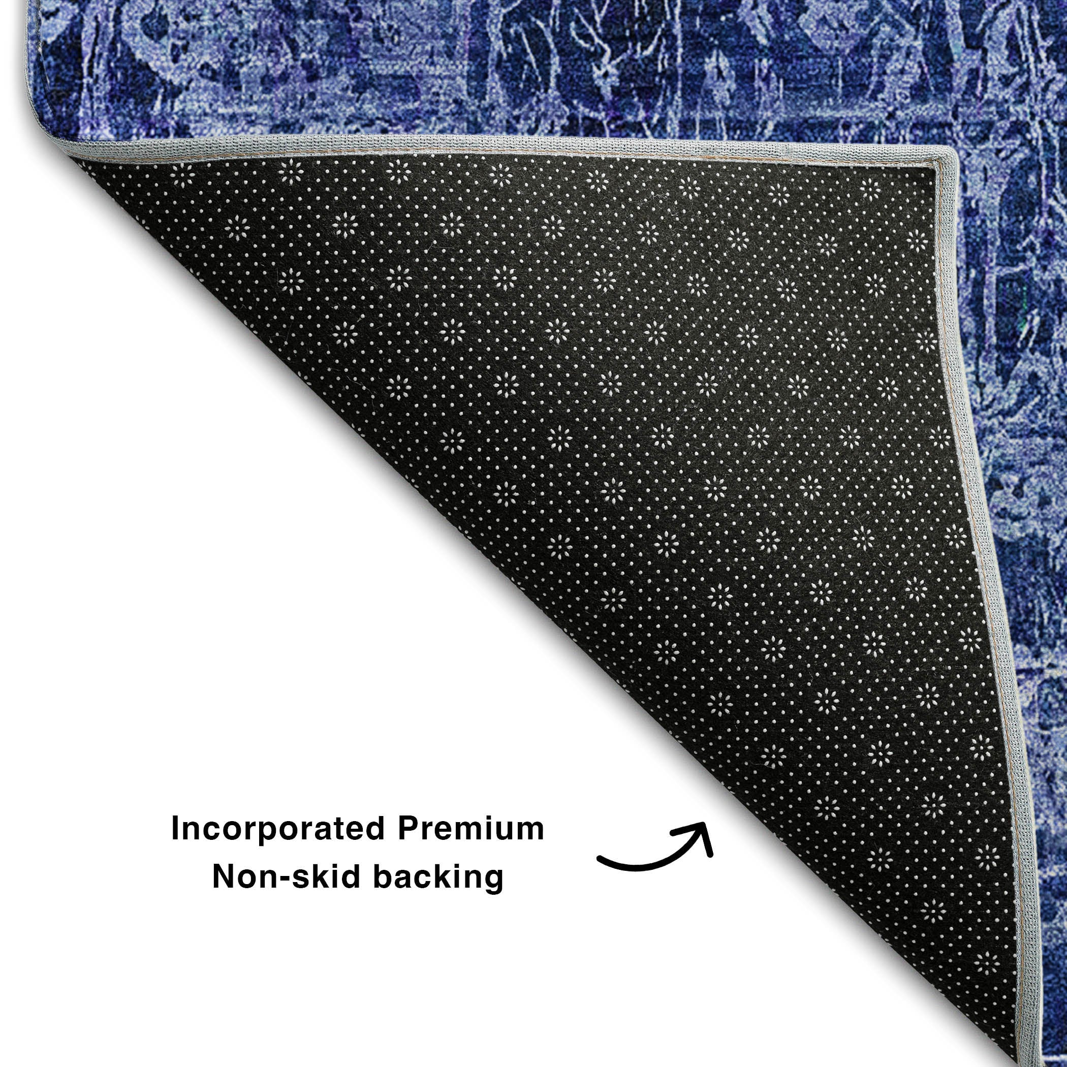 Bergen Machine Washable Transitional Navy Blue Rug 1'8" x 2'6" #shape_Rectangle