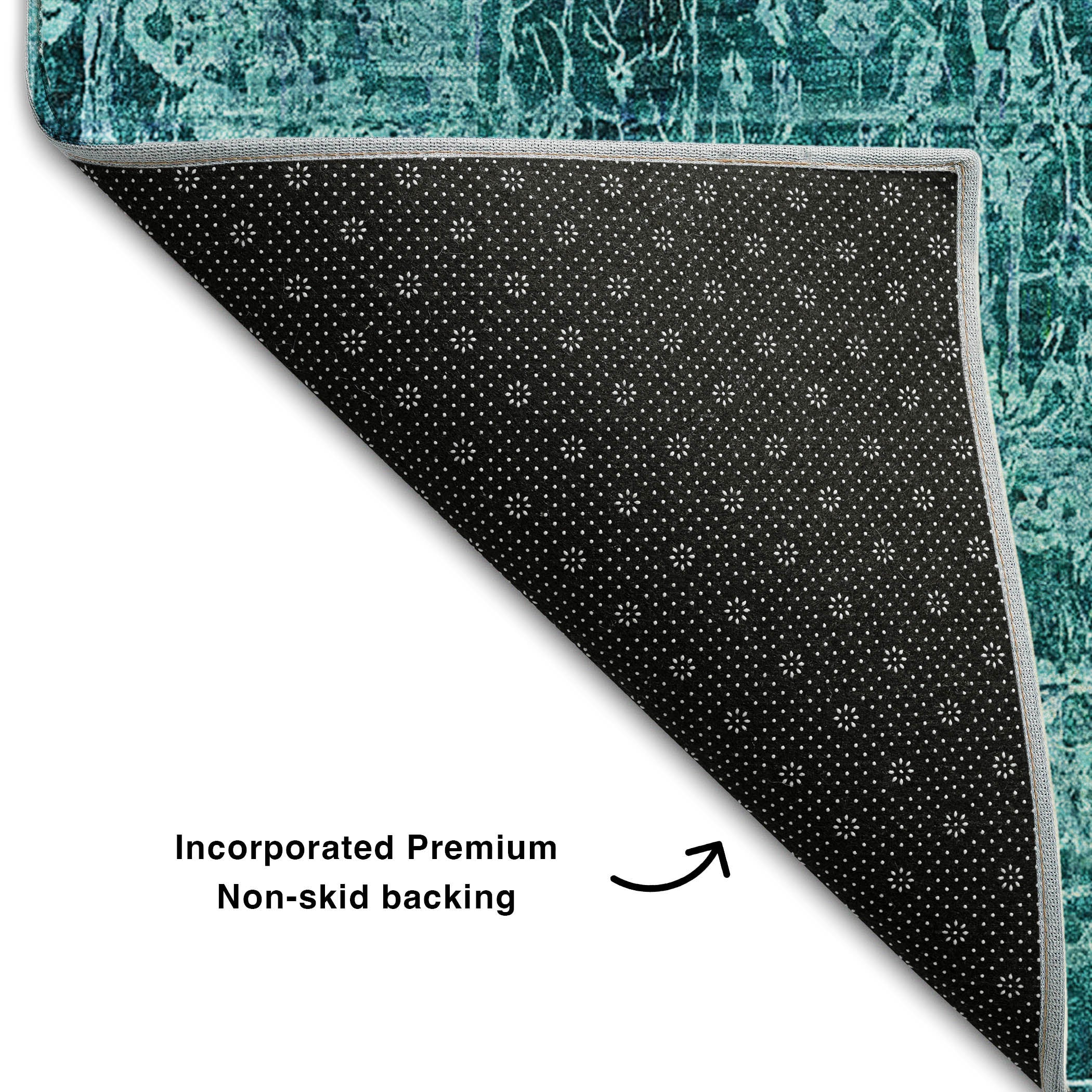 Bergen Machine Washable Transitional Teal Rug 1'8" x 2'6" #shape_Rectangle