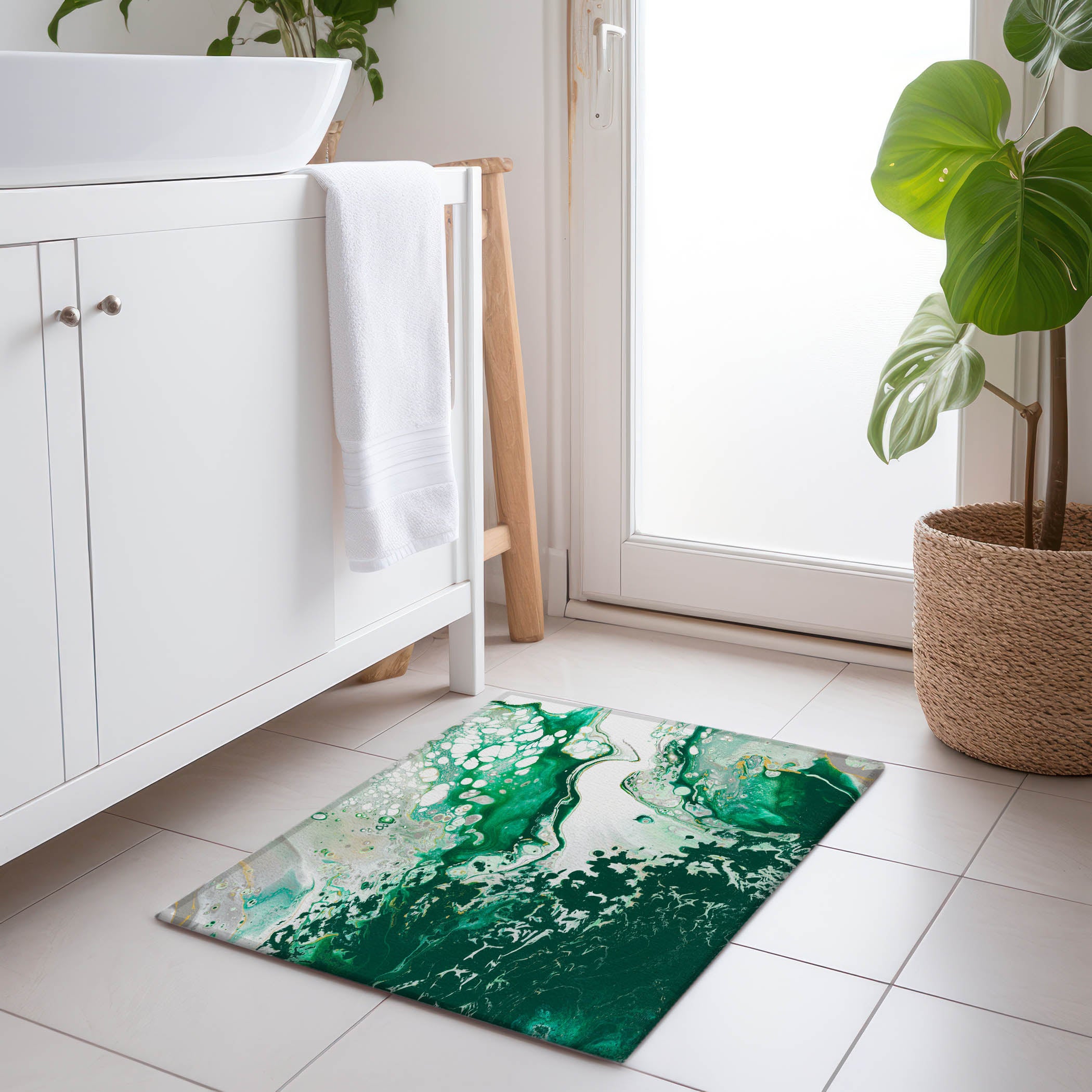Reykjavik Machine Washable Contemporary Green Rug 1'8" x 2'6" #shape_Rectangle