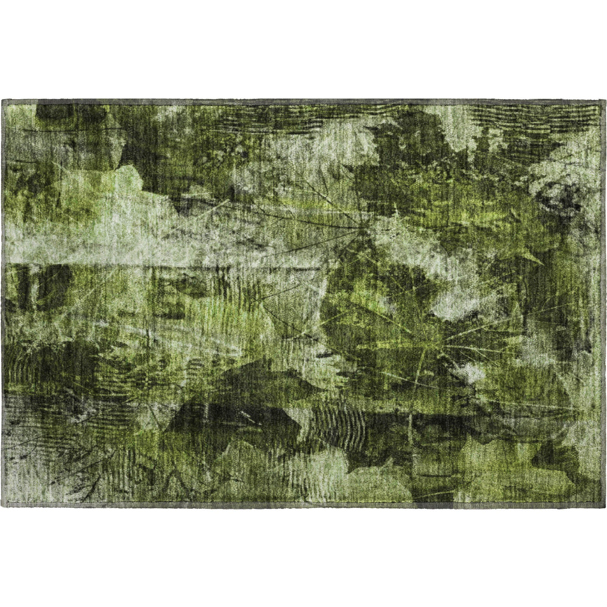 Kyoto Machine Washable Transitional Green Rug 1'8" x 2'6" #shape_Rectangle
