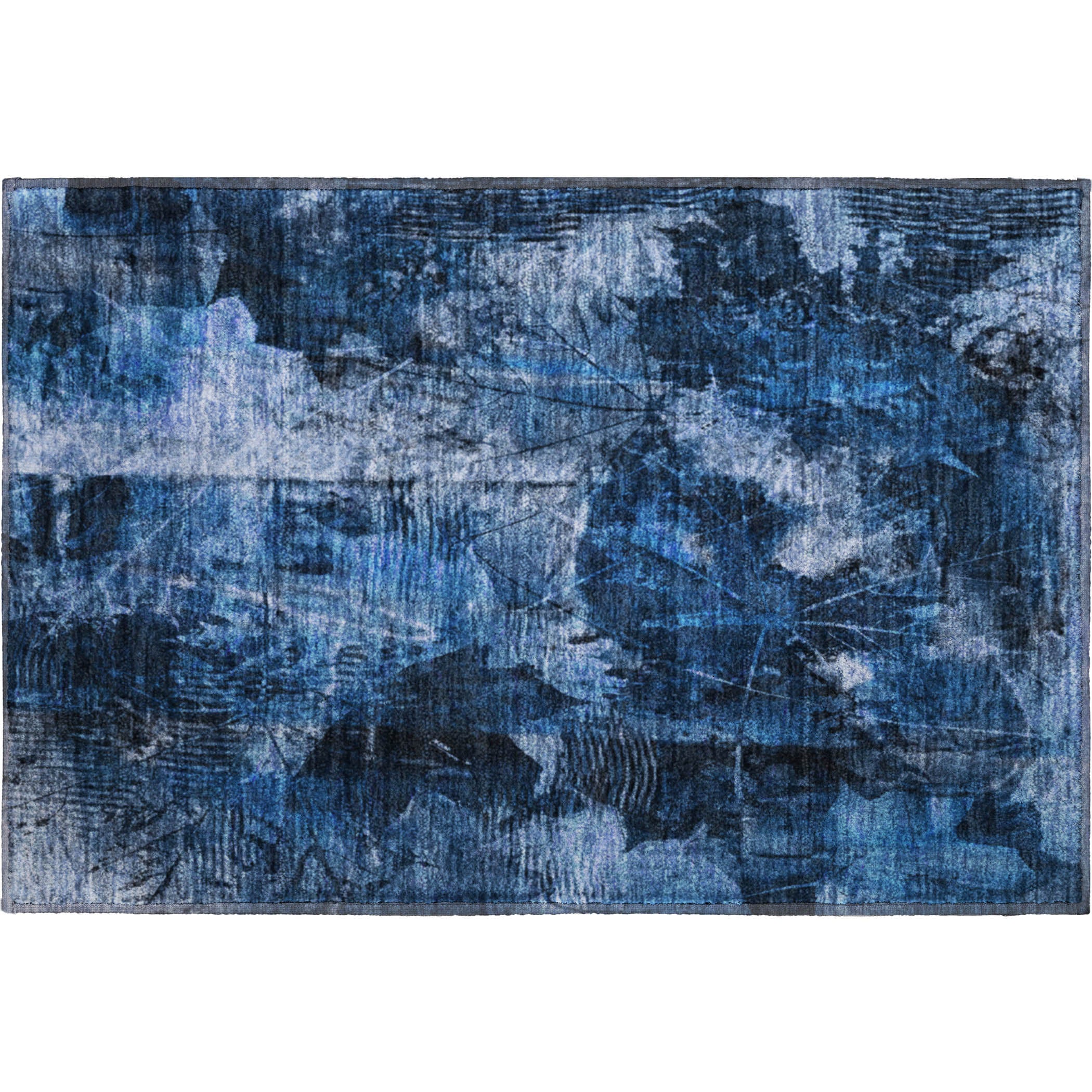 Kyoto Machine Washable Transitional Navy Blue Rug 1'8" x 2'6" #shape_Rectangle