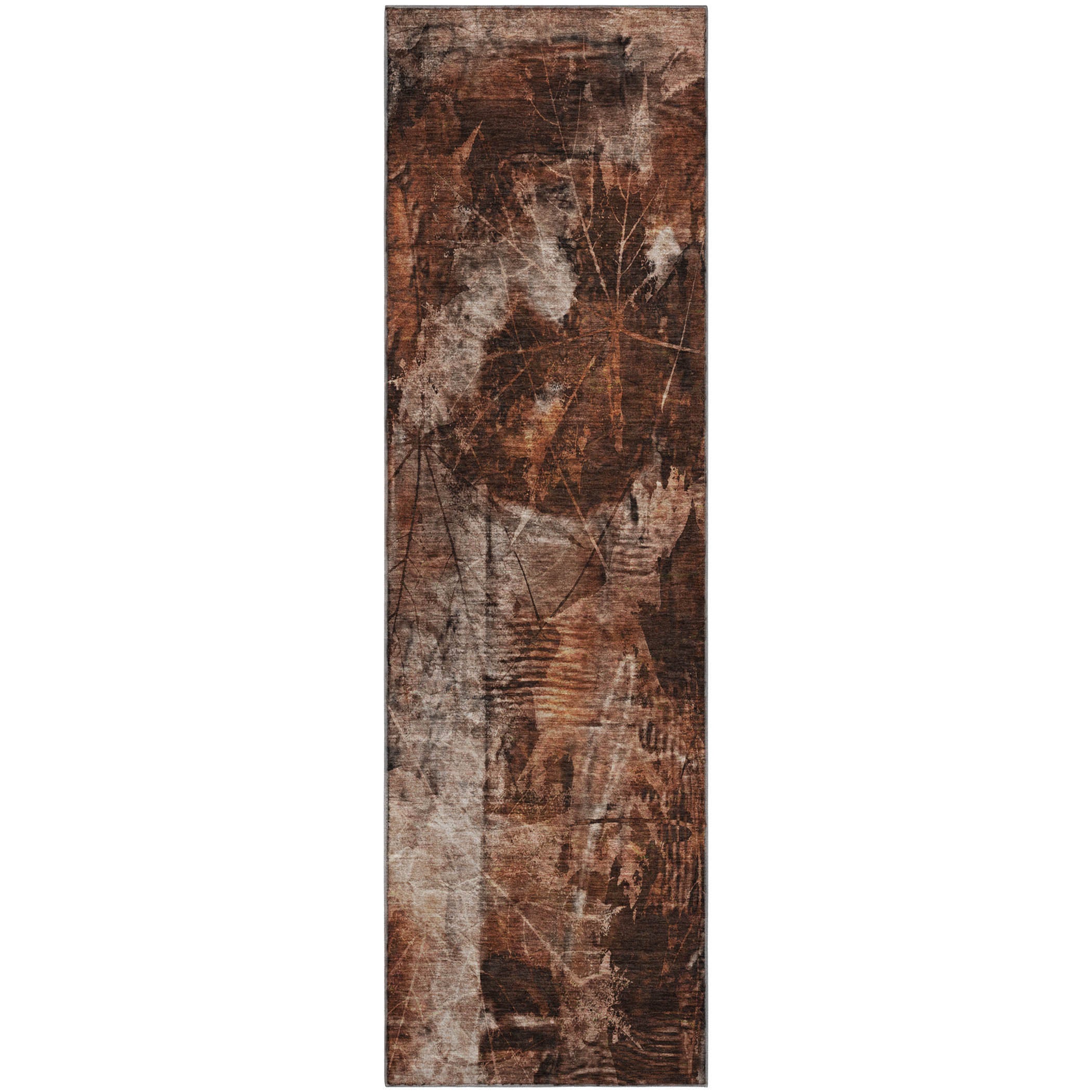 Kyoto Machine Washable Transitional Paprika Orange Rug 2'3" x 7'6" #shape_Runner