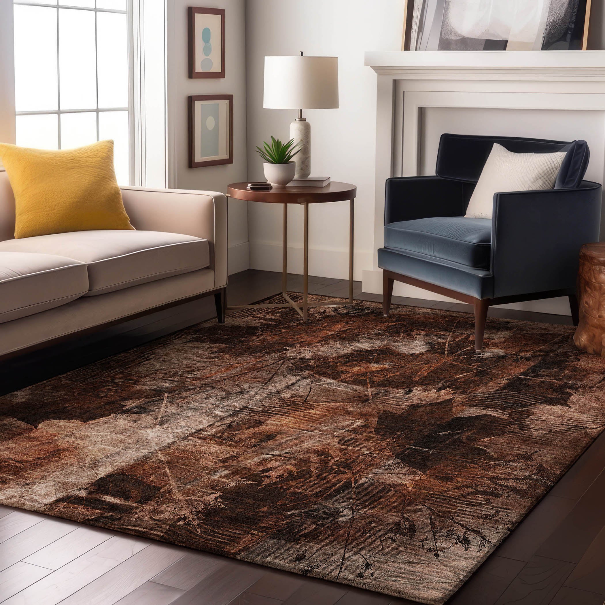 Kyoto Machine Washable Transitional Paprika Orange Rug 2'6" x 3'10" #shape_Rectangle