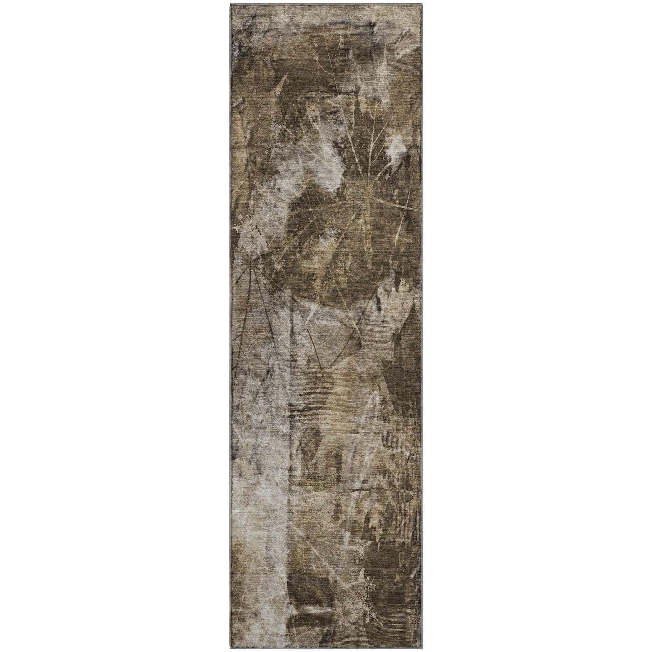 Kyoto Machine Washable Transitional Taupe Brown Rug 2'3" x 7'6" #shape_Runner