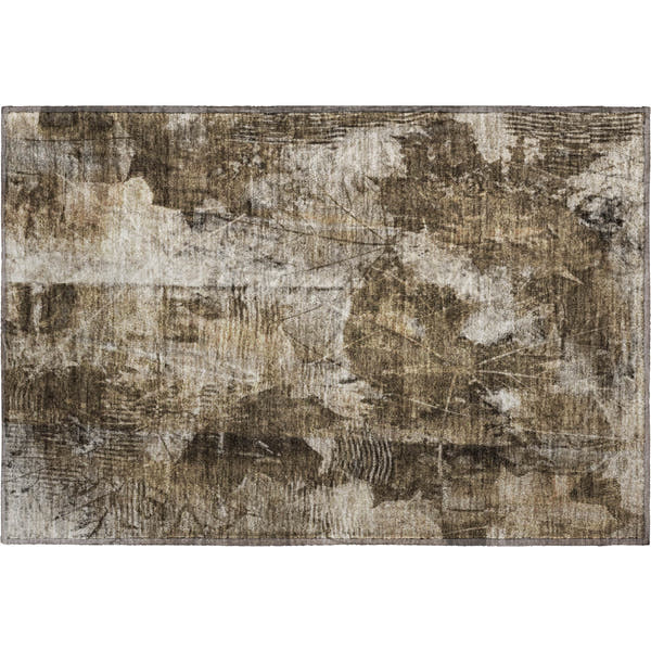 Kyoto Machine Washable Transitional Taupe Brown Rug 1'8" x 2'6"