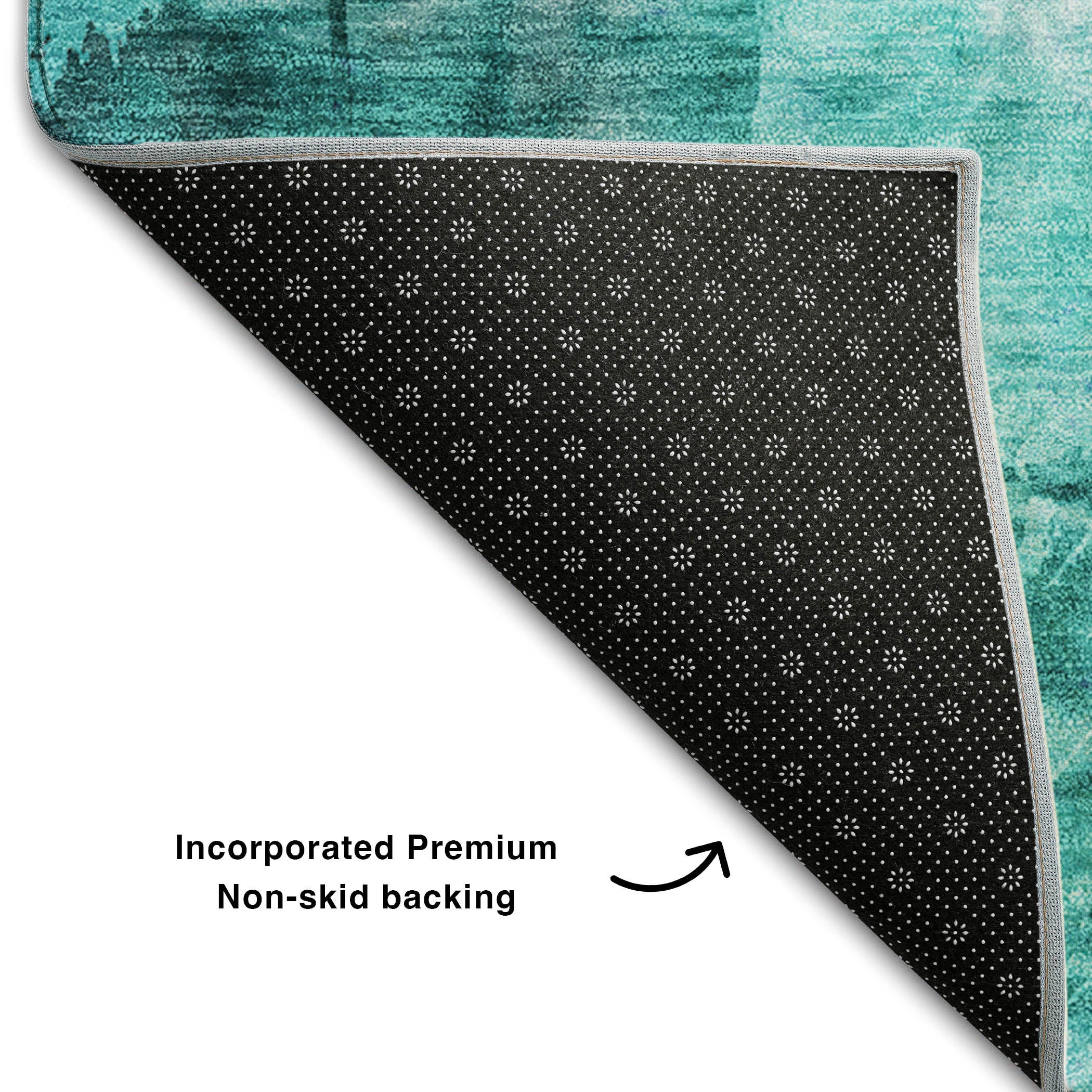 Kyoto Machine Washable Transitional Teal Rug 1'8" x 2'6" #shape_Rectangle