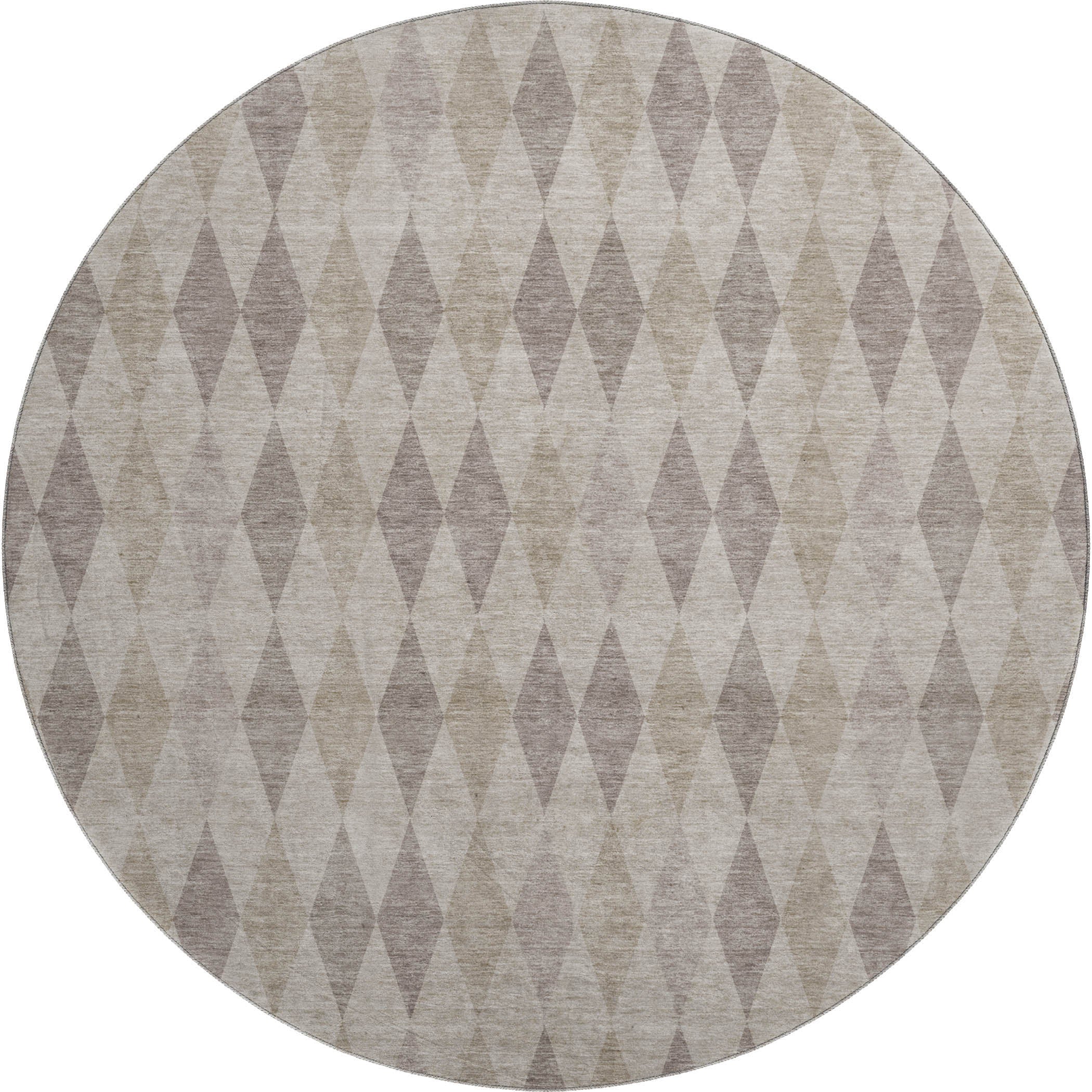 Kathmandu Machine Washable Transitional Beige Brown Rug 8' x 8' #shape_Round