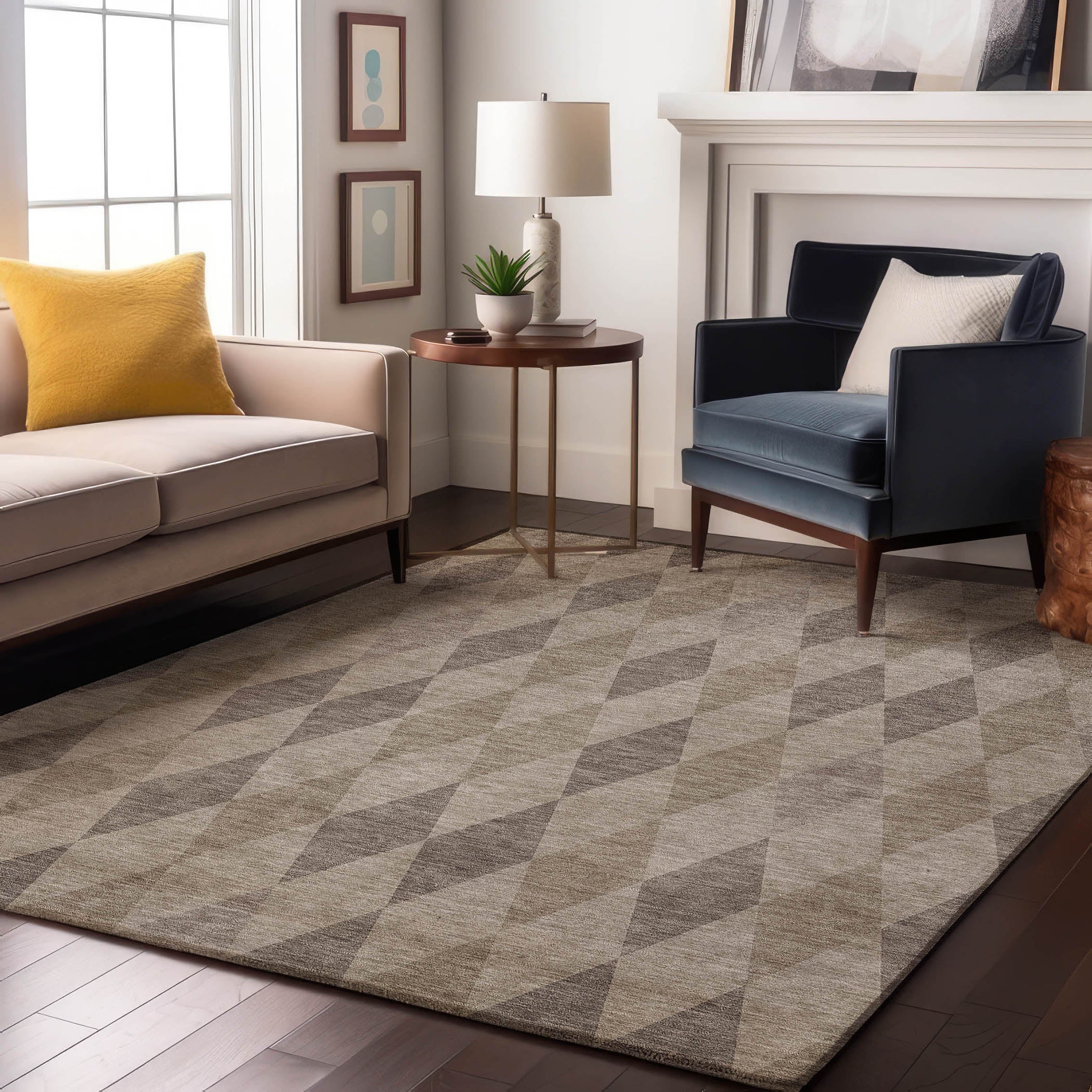 Kathmandu Machine Washable Transitional Beige Brown Rug 2'6" x 3'10" #shape_Rectangle