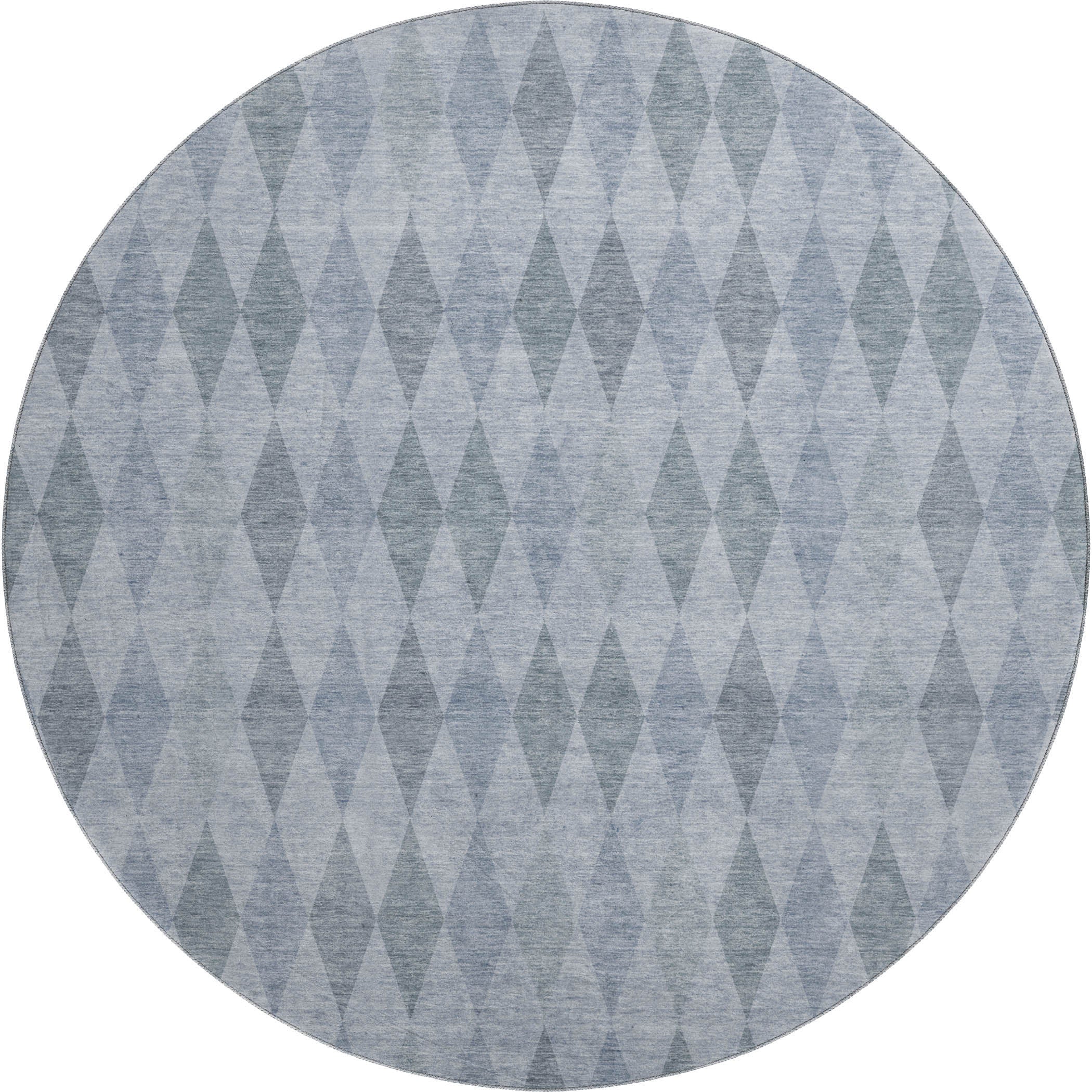 Kathmandu Machine Washable Transitional Denim Blue Rug 8' x 8' #shape_Round