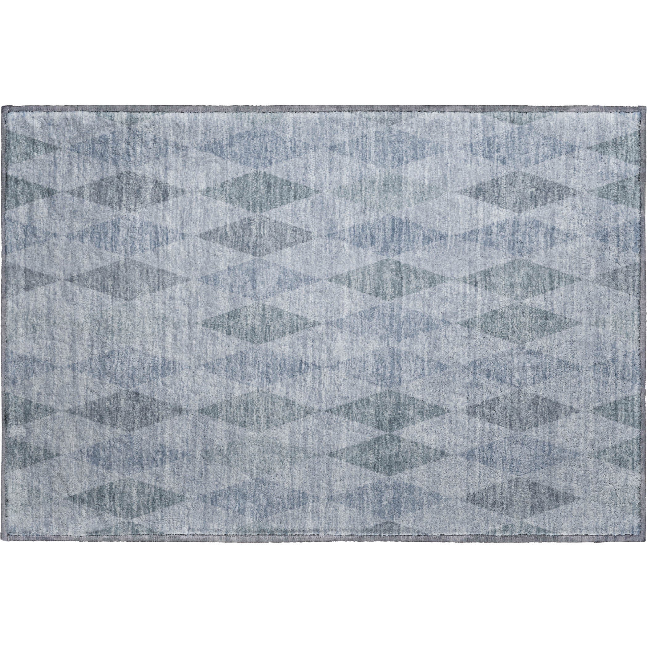 Kathmandu Machine Washable Transitional Denim Blue Rug 1'8" x 2'6" #shape_Rectangle