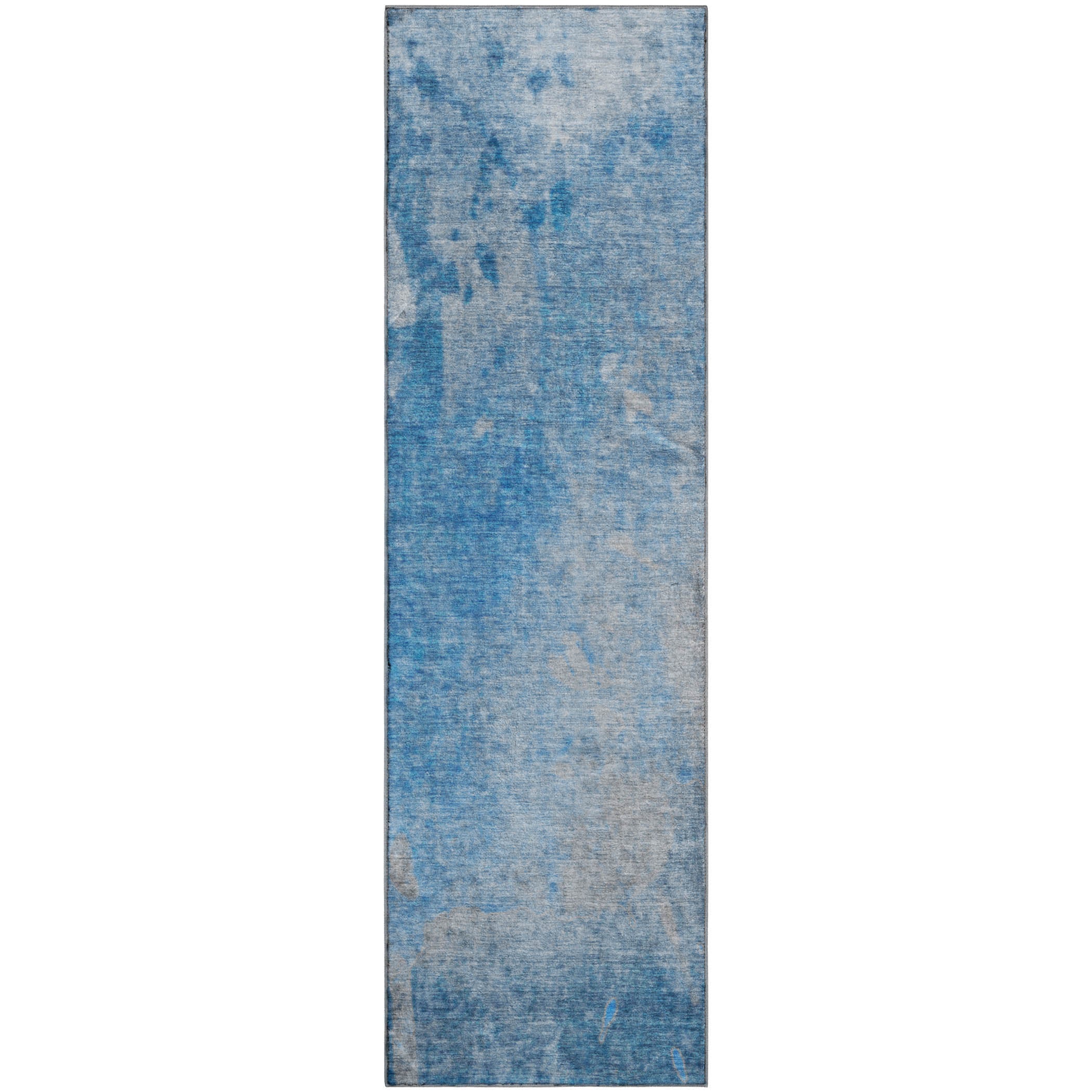 Mdina Machine Washable Transitional Blue Rug 2'3" x 7'6" #shape_Runner