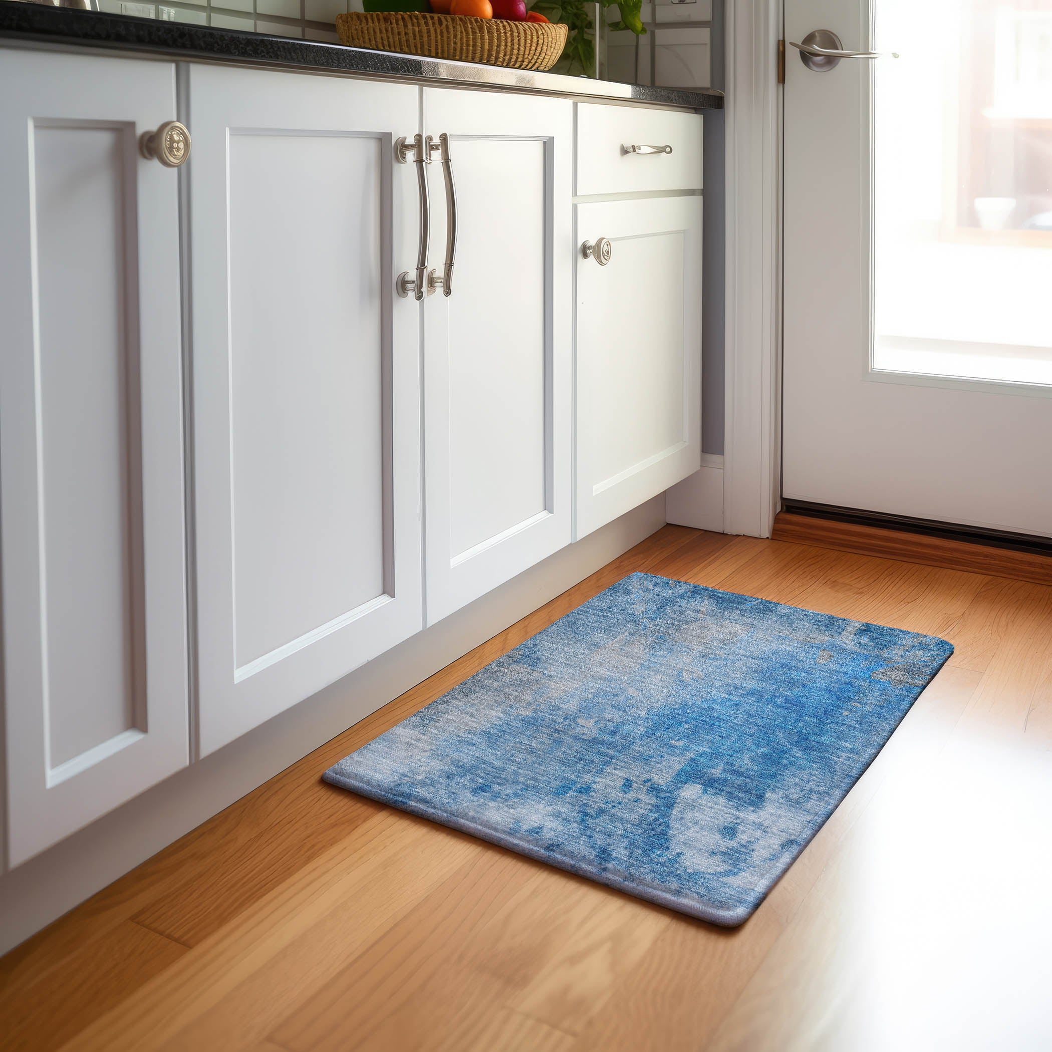 Mdina Machine Washable Transitional Blue Rug 1'8" x 2'6" #shape_Rectangle