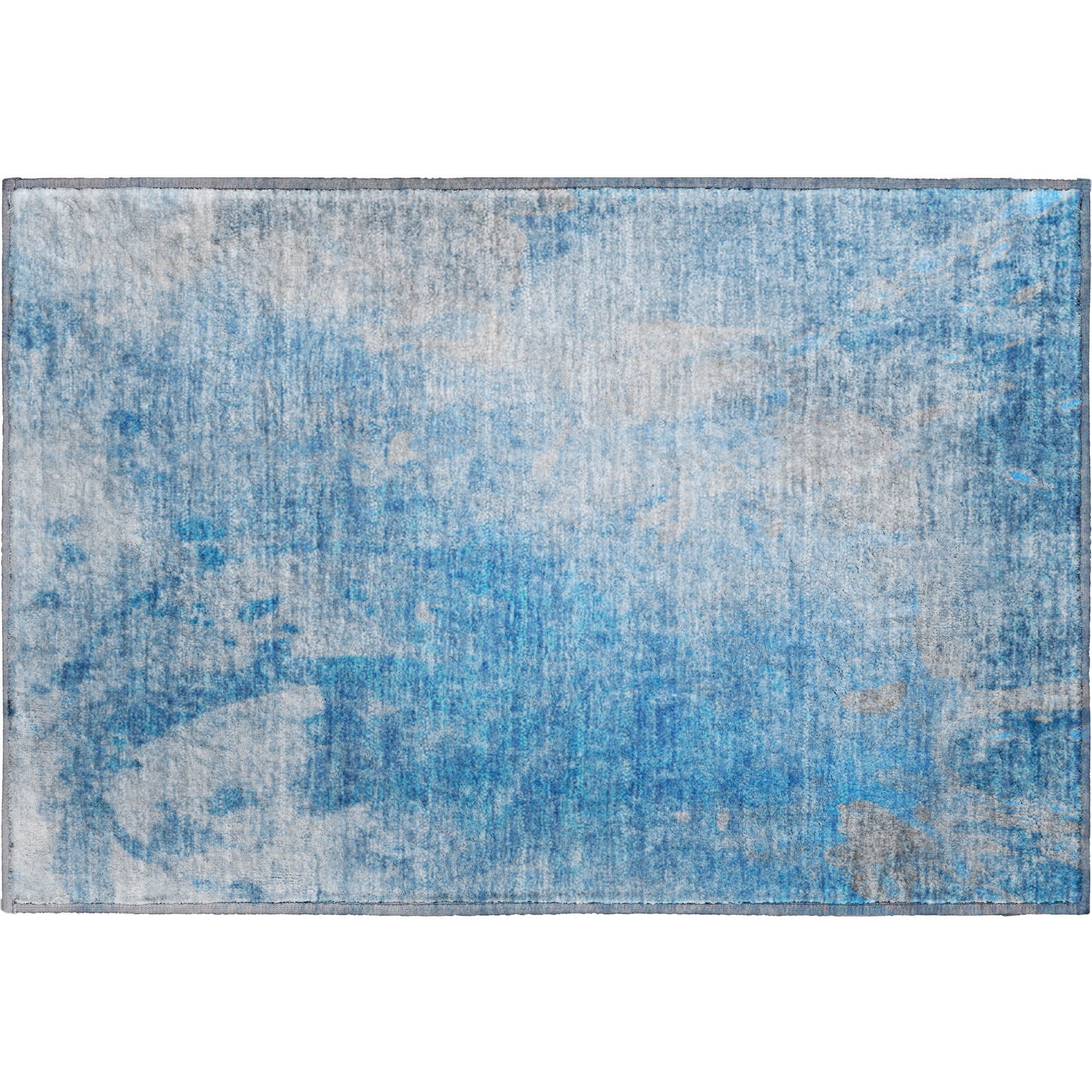 Mdina Machine Washable Transitional Blue Rug 1'8" x 2'6" #shape_Rectangle