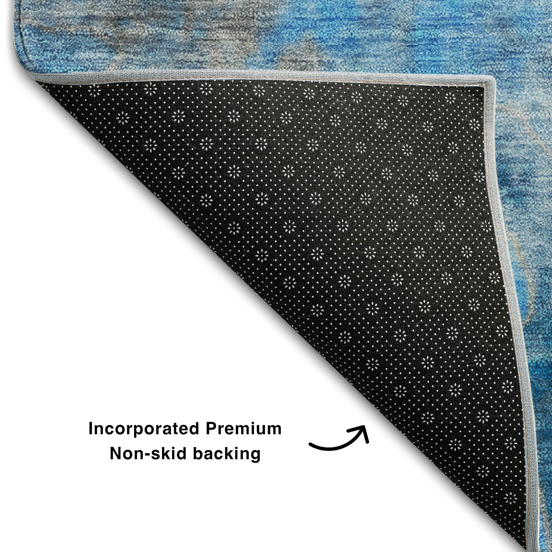 Mdina Machine Washable Transitional Blue Rug 1'8" x 2'6" #shape_Rectangle