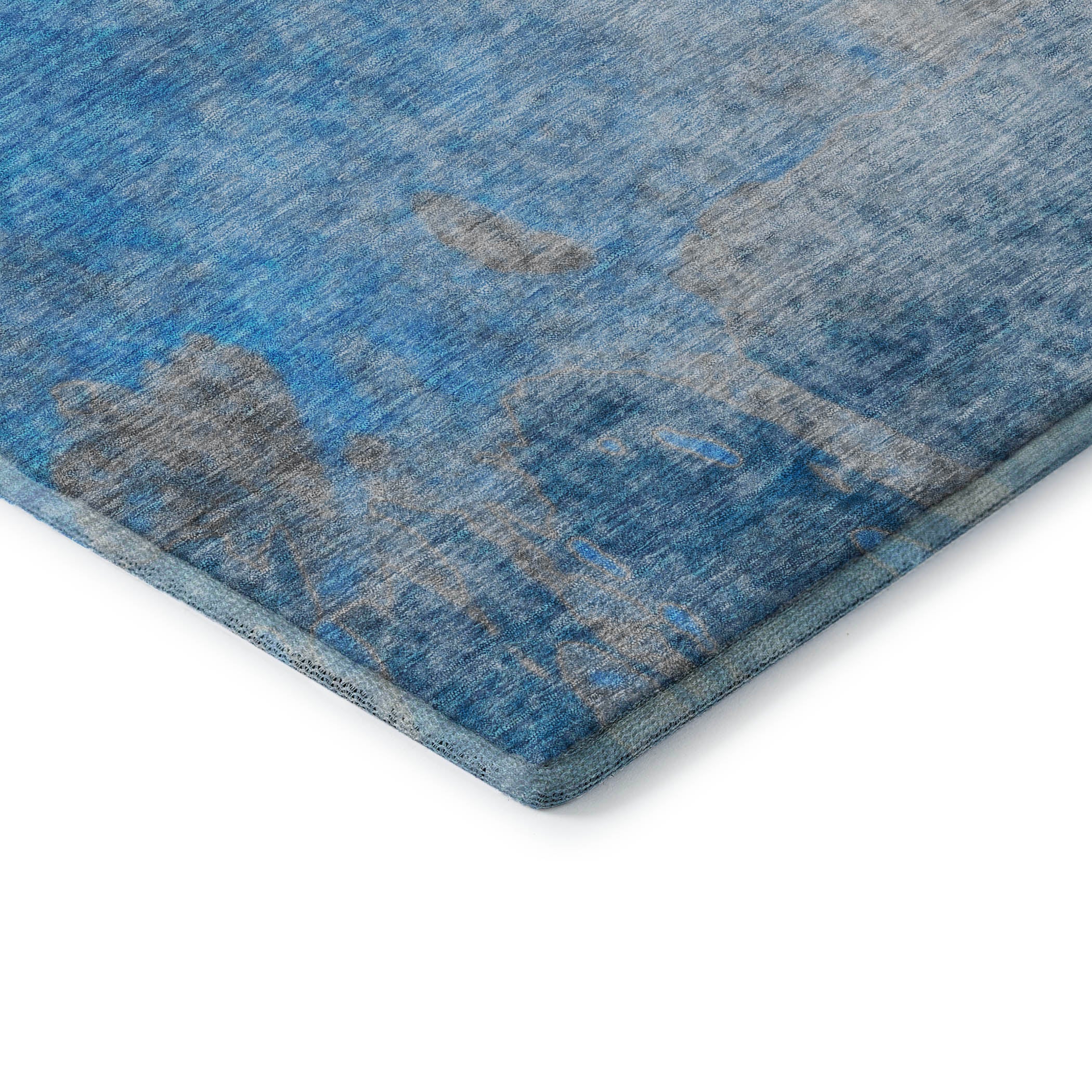 Mdina Machine Washable Transitional Blue Rug 1'8" x 2'6" #shape_Rectangle