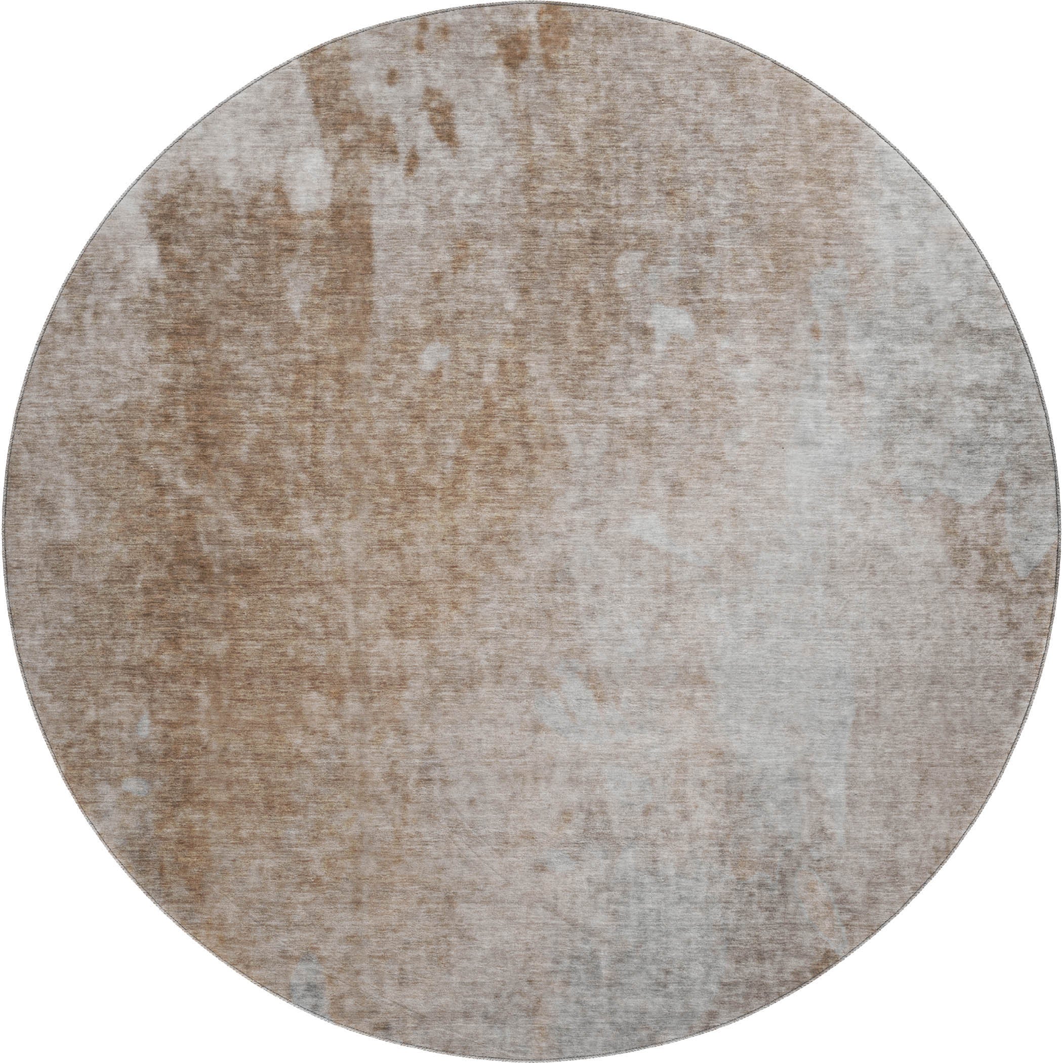 Mdina Machine Washable Transitional Mocha Brown Rug 8' x 8' #shape_Round