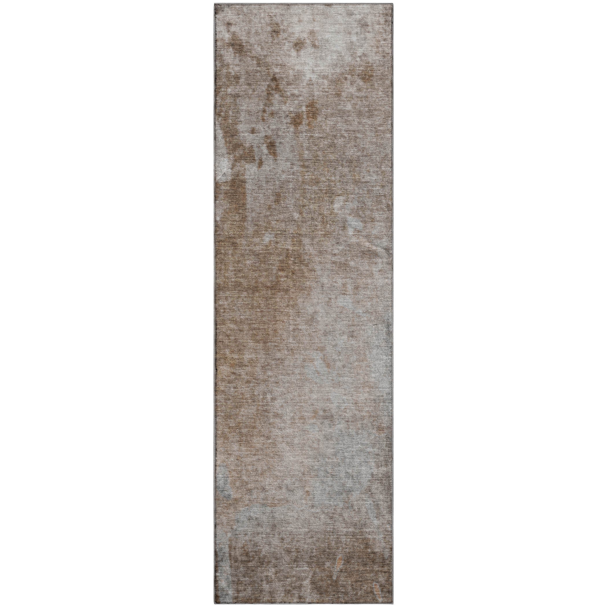 Mdina Machine Washable Transitional Mocha Brown Rug 2'3" x 7'6" #shape_Runner