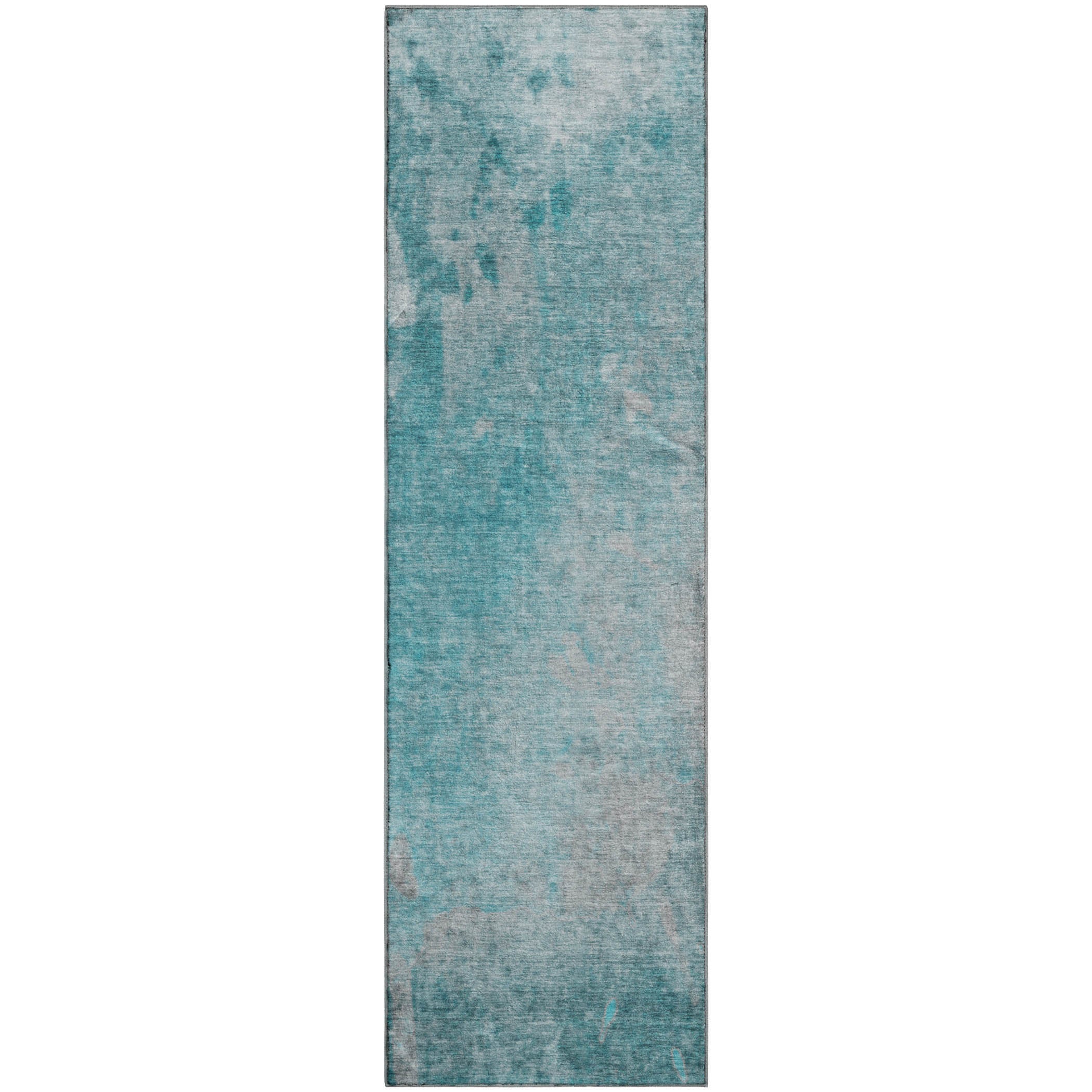 Mdina Machine Washable Transitional Teal Rug 2'3" x 7'6" #shape_Runner