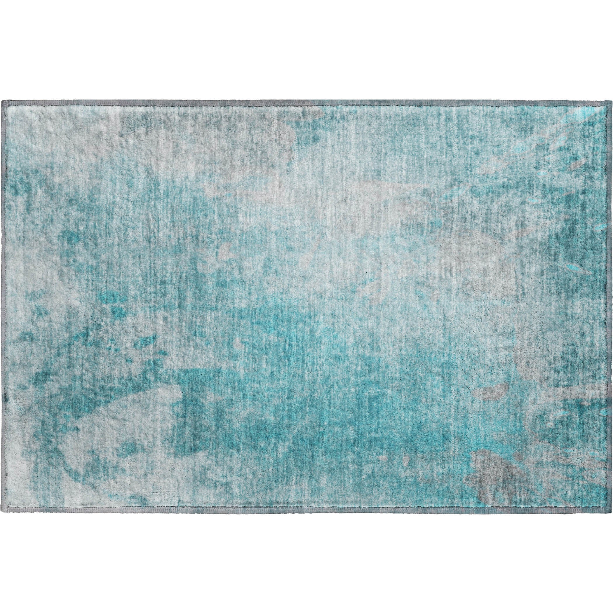 Mdina Machine Washable Transitional Teal Rug 1'8" x 2'6" #shape_Rectangle