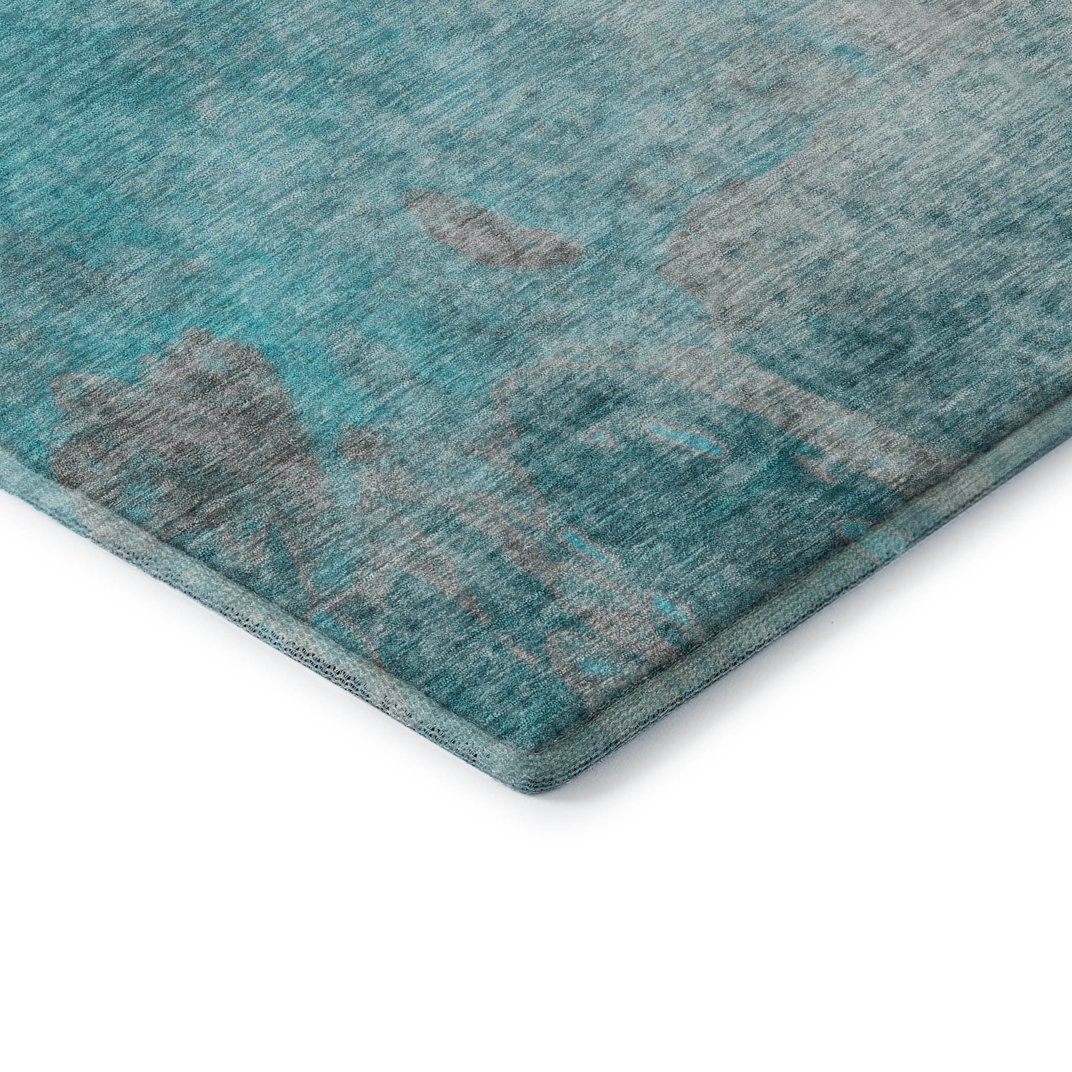 Mdina Machine Washable Transitional Teal Rug 1'8" x 2'6" #shape_Rectangle