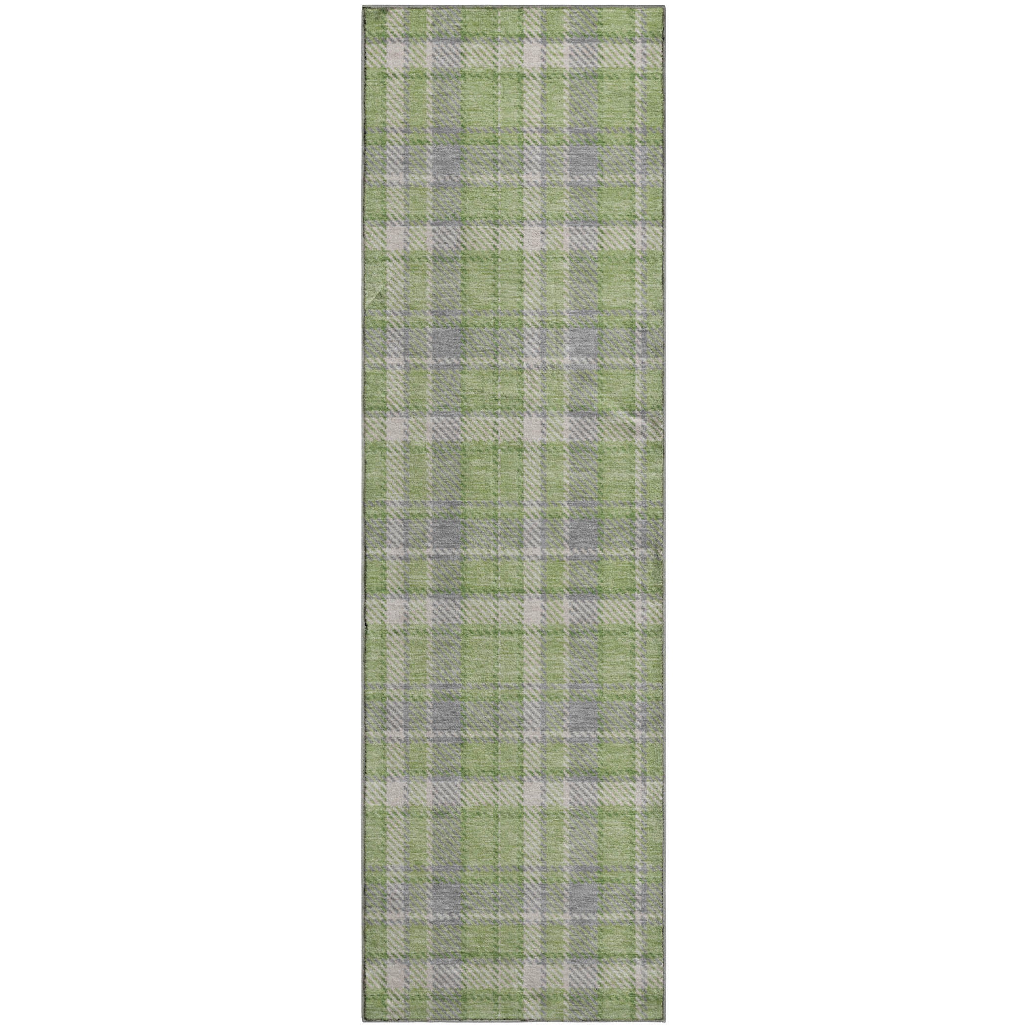 Luang Prabang Machine Washable Transitional Green Rug 2'3" x 7'6" #shape_Runner