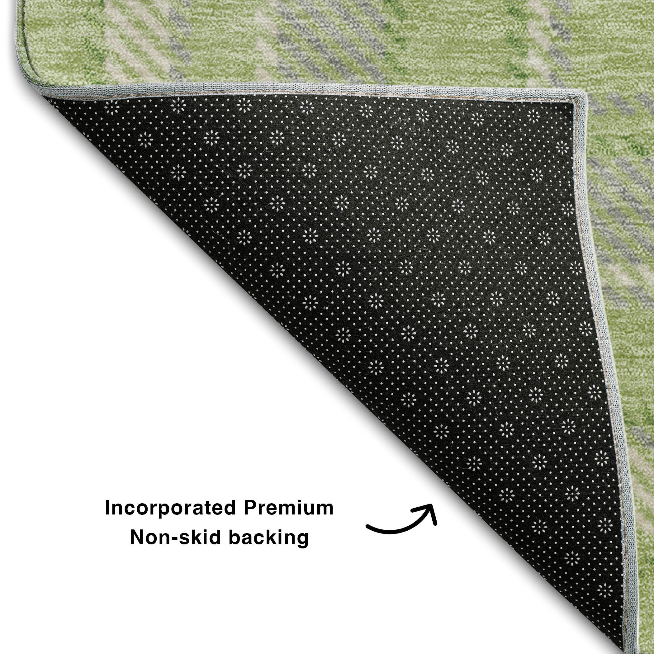 Luang Prabang Machine Washable Transitional Green Rug 1'8" x 2'6" #shape_Rectangle