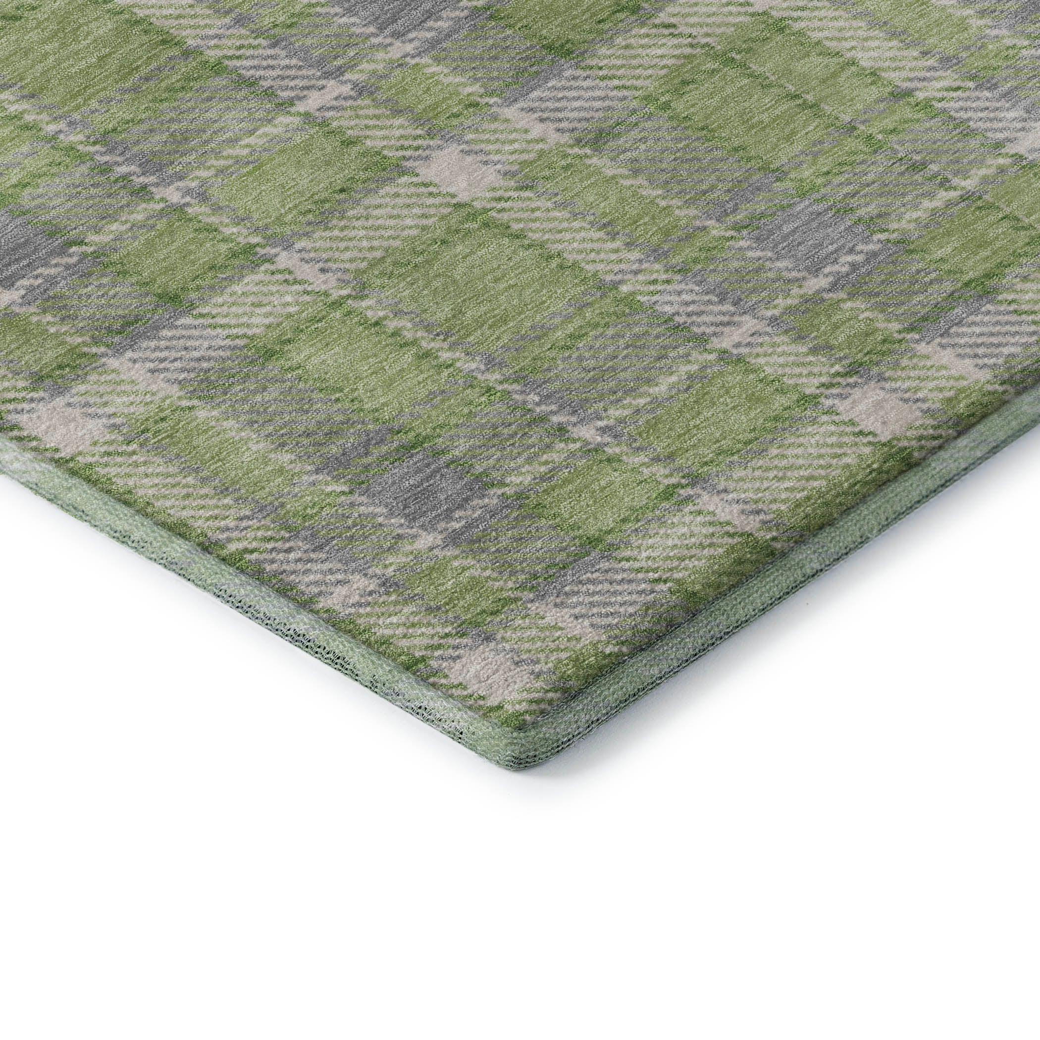 Luang Prabang Machine Washable Transitional Green Rug 1'8" x 2'6" #shape_Rectangle