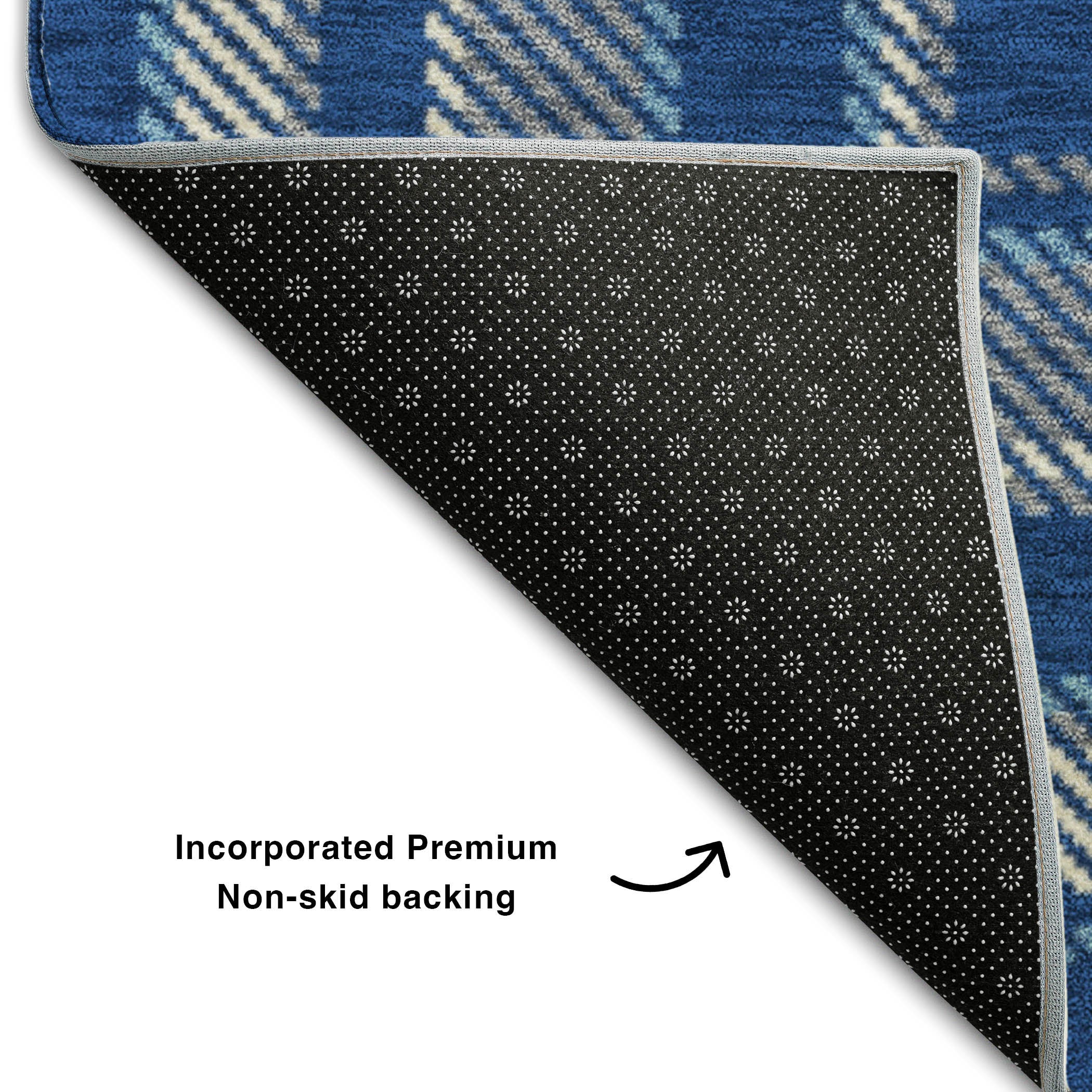 Luang Prabang Machine Washable Transitional Navy Blue Rug 1'8" x 2'6" #shape_Rectangle