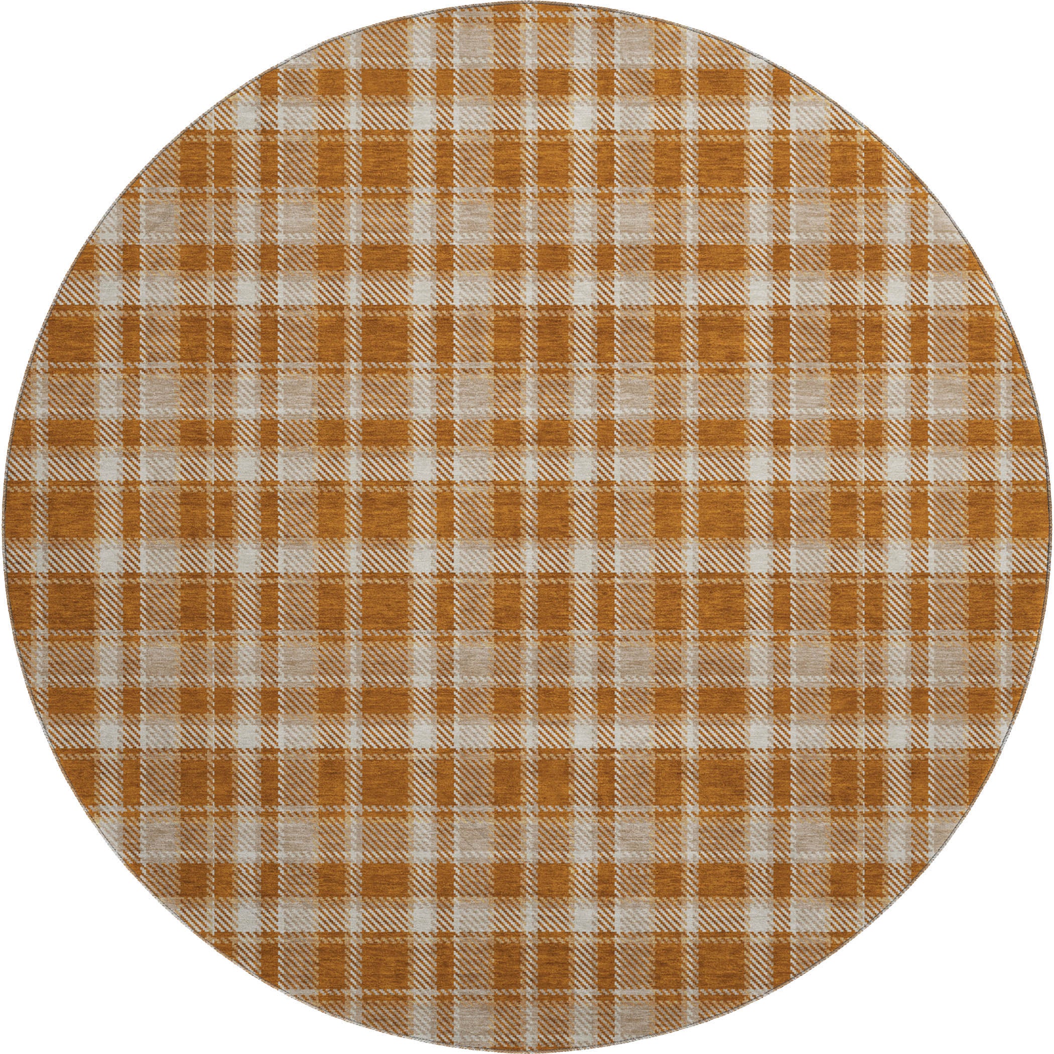 Luang Prabang Machine Washable Transitional Paprika Orange Rug 8' x 8' #shape_Round