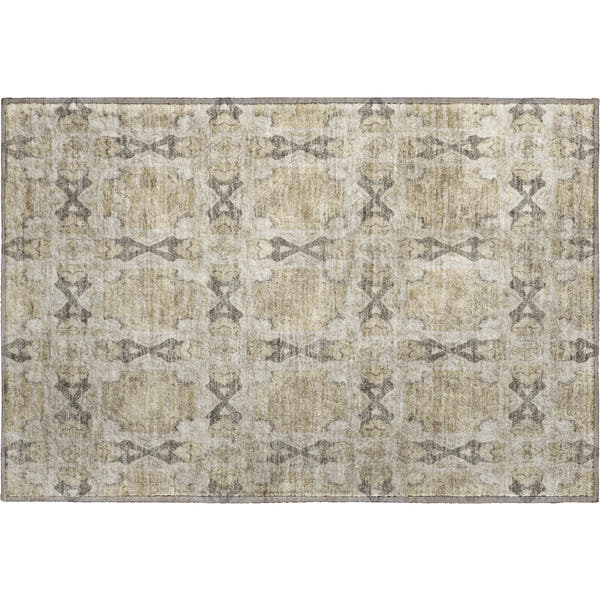 Hoi An Machine Washable Transitional Beige Brown Rug 1'8" x 2'6"