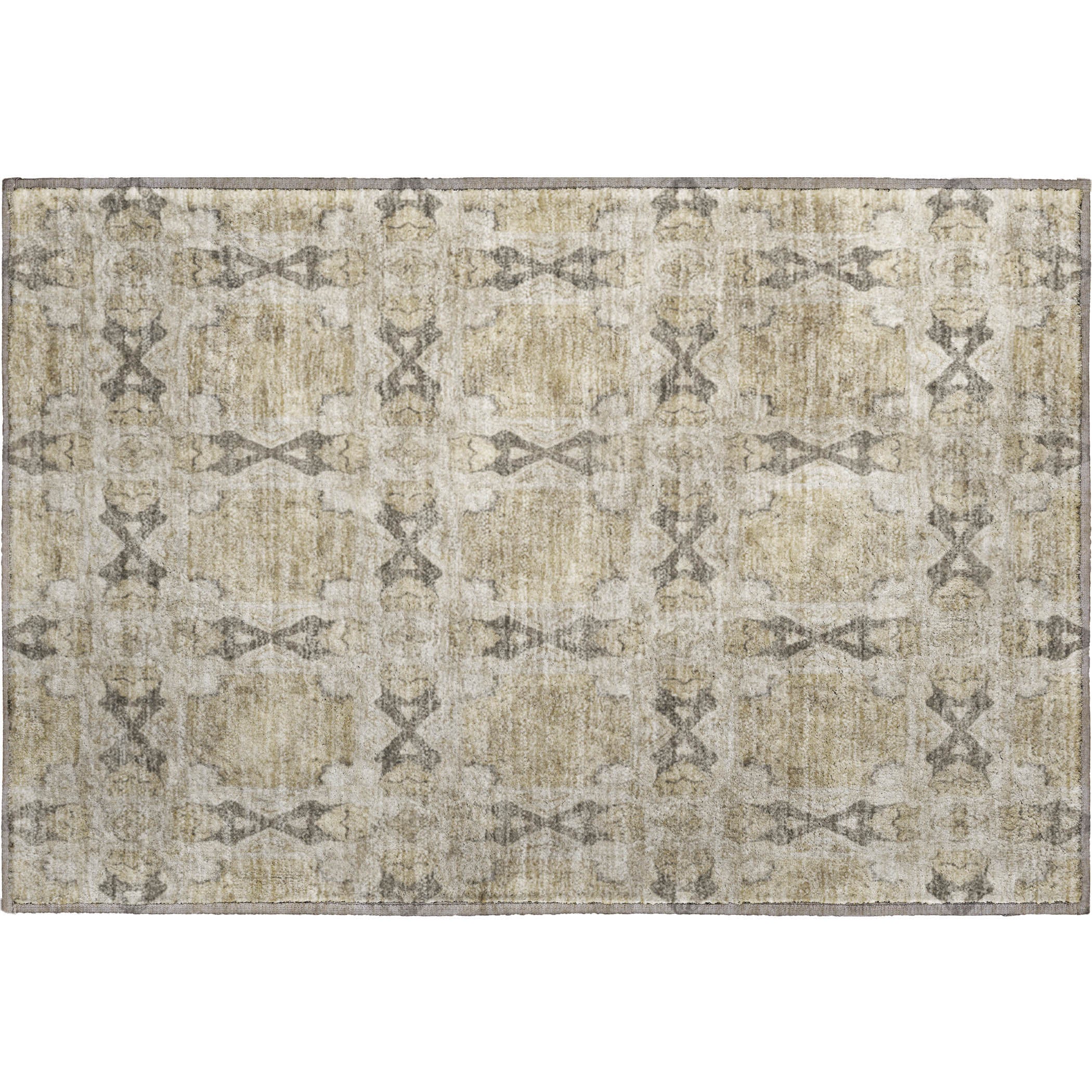 Hoi An Machine Washable Transitional Beige Brown Rug 1'8" x 2'6" #shape_Rectangle