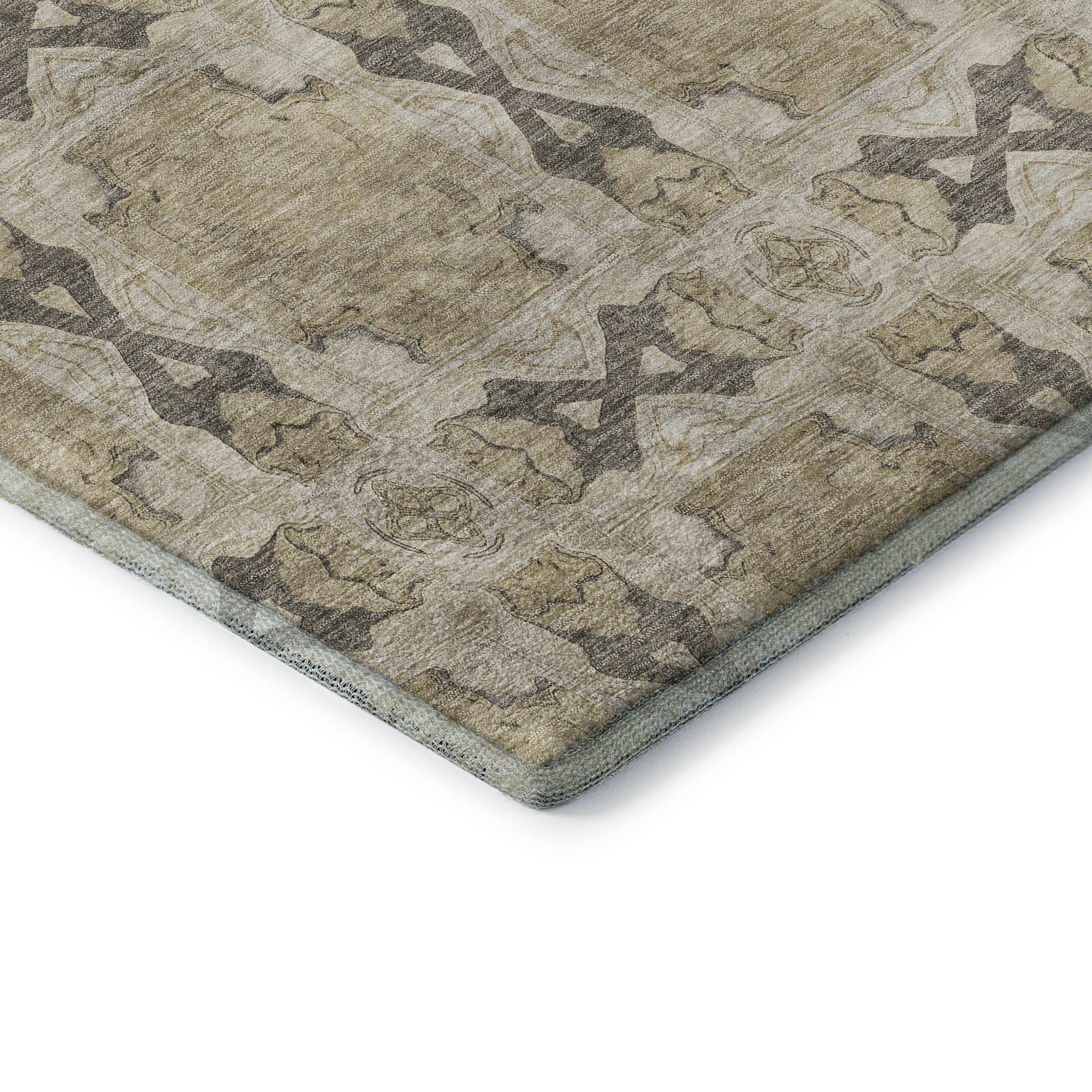Hoi An Machine Washable Transitional Beige Brown Rug 1'8" x 2'6" #shape_Rectangle