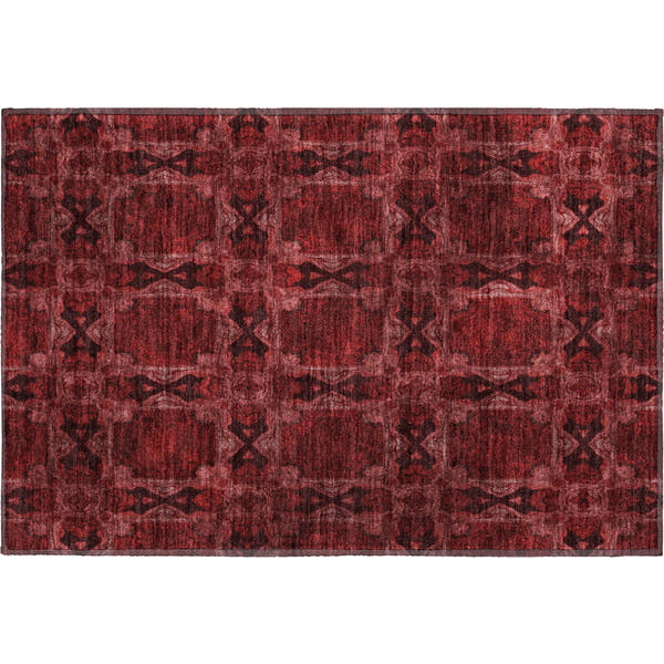 Hoi An Machine Washable Transitional Burgundy Red Rug 1'8" x 2'6"