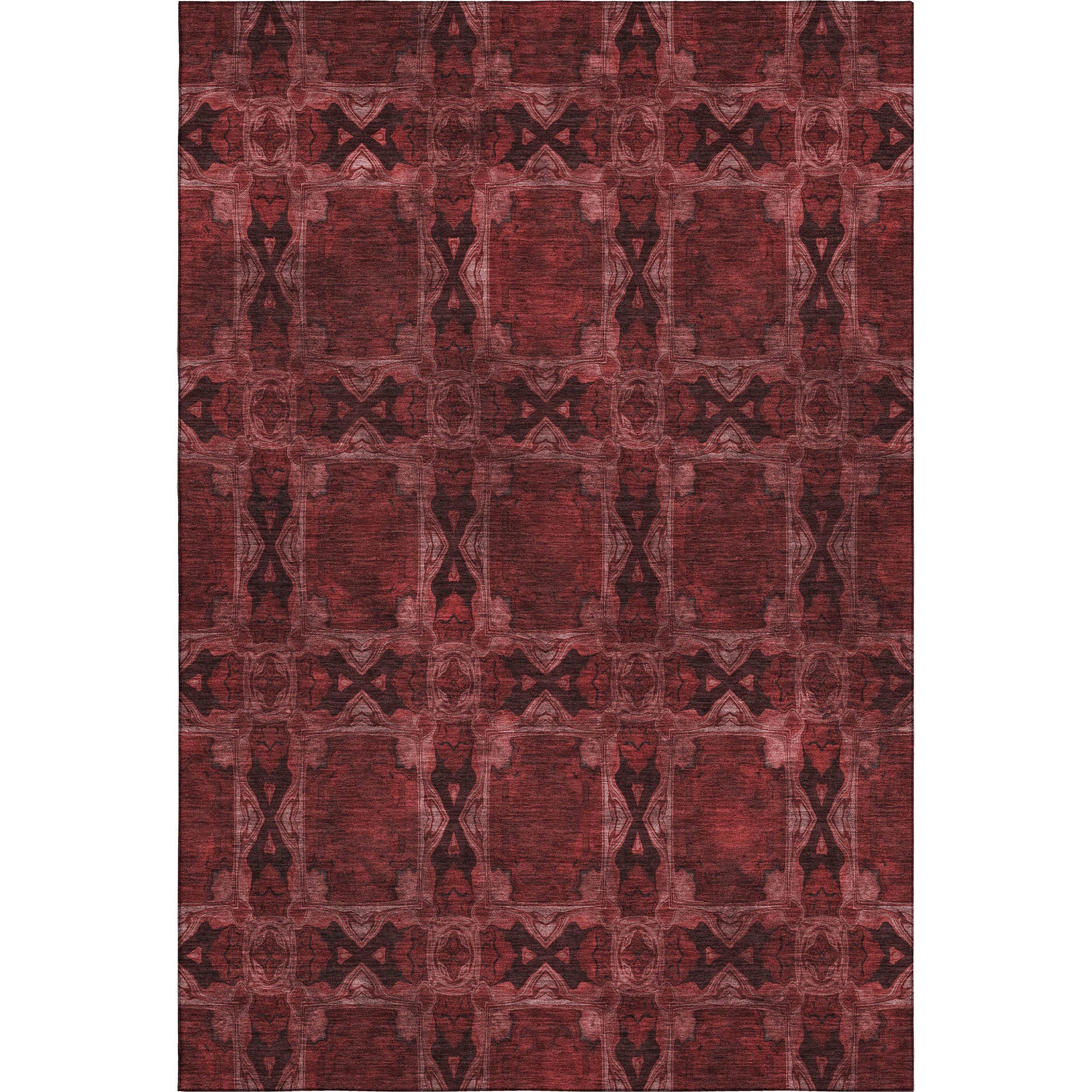 Hoi An Machine Washable Transitional Burgundy Red Rug 2'6" x 3'10" #shape_Rectangle