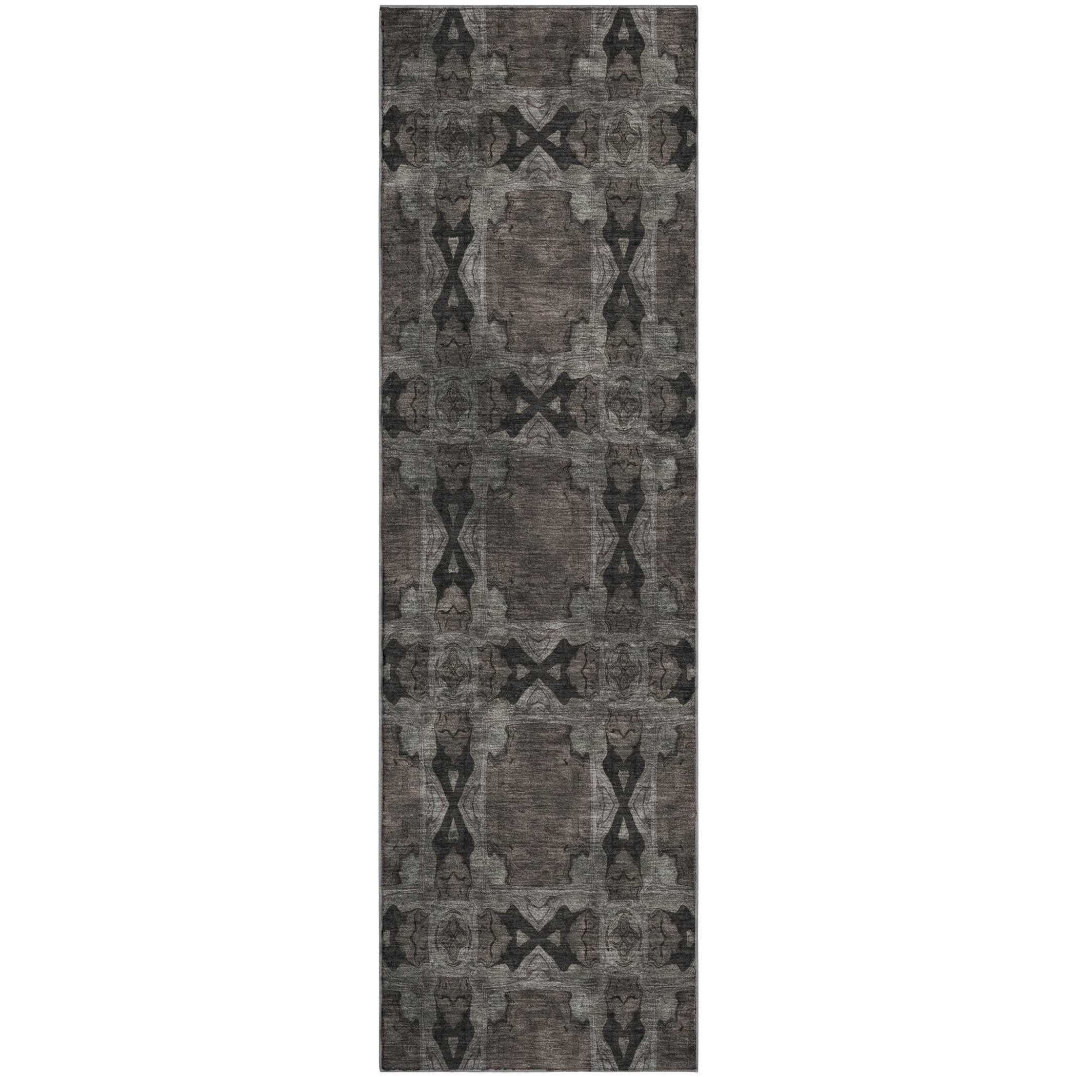 Hoi An Machine Washable Transitional Gray Rug 2'3" x 7'6" #shape_Runner