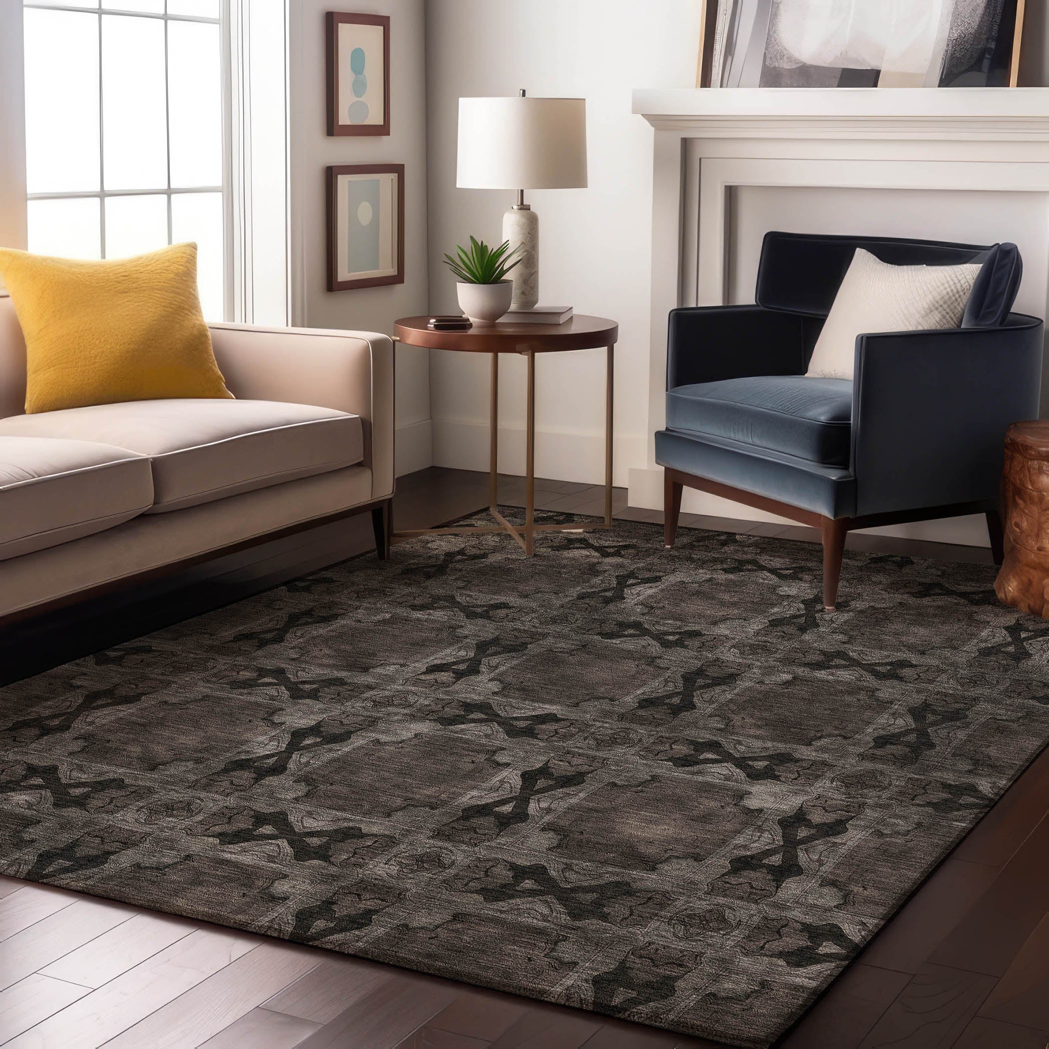 Hoi An Machine Washable Transitional Gray Rug 2'6" x 3'10" #shape_Rectangle