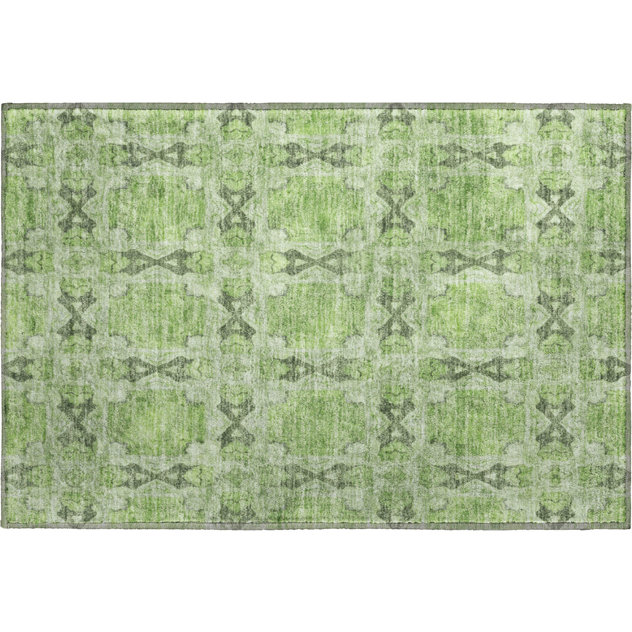 Hoi An Machine Washable Transitional Green Rug 1'8" x 2'6" #shape_Rectangle