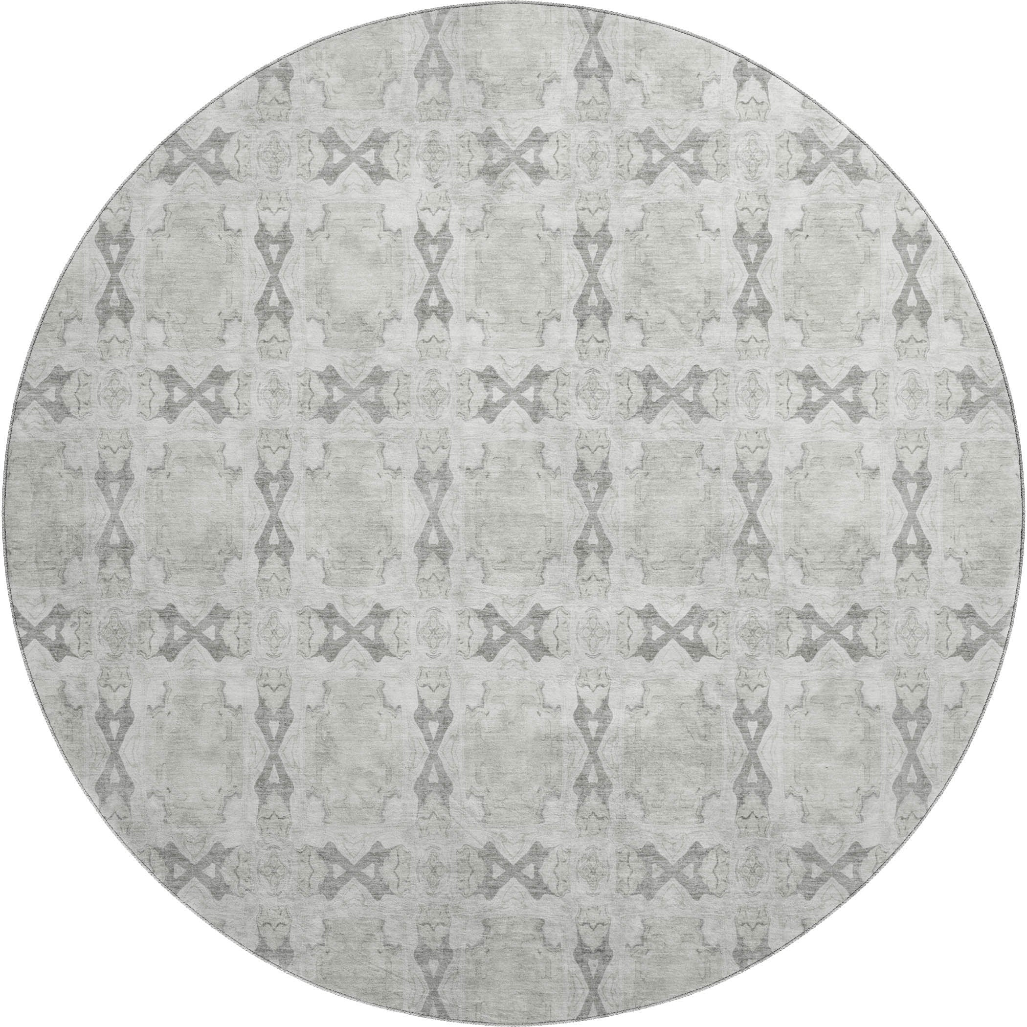 Hoi An Machine Washable Transitional Ivory Rug 8' x 8' #shape_Round